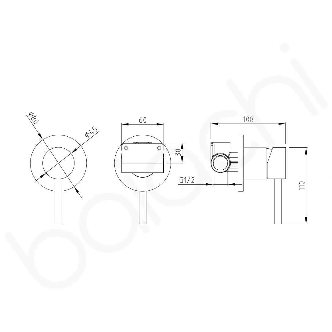 Baiachi Moreton Slimline Wall Mixer Stainless Steel Chrome
