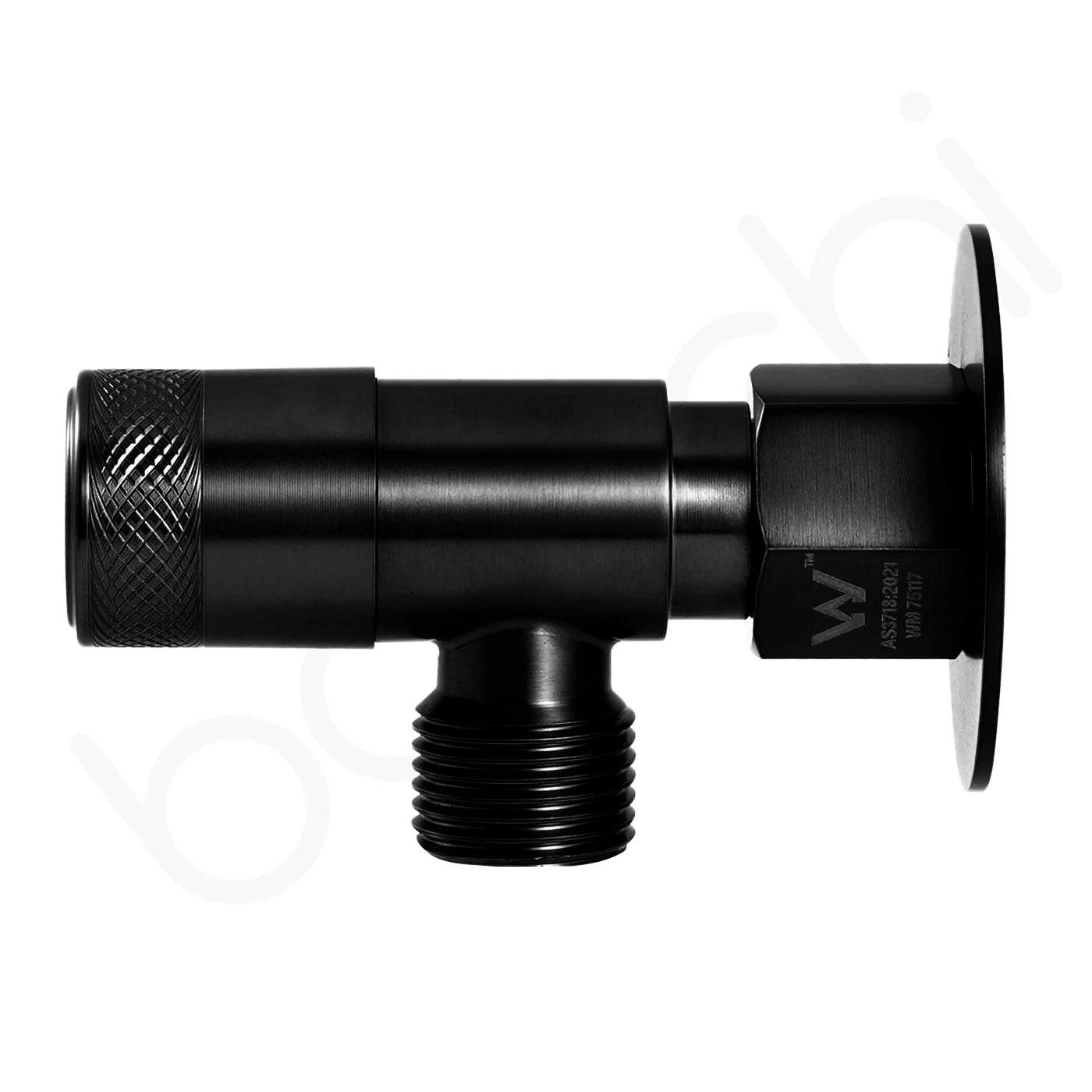 Baiachi Shattaf Loose Nut Mini Cistern Stop Stainless Steel Quarter Turn with Backflow Valve PVD Matte Black