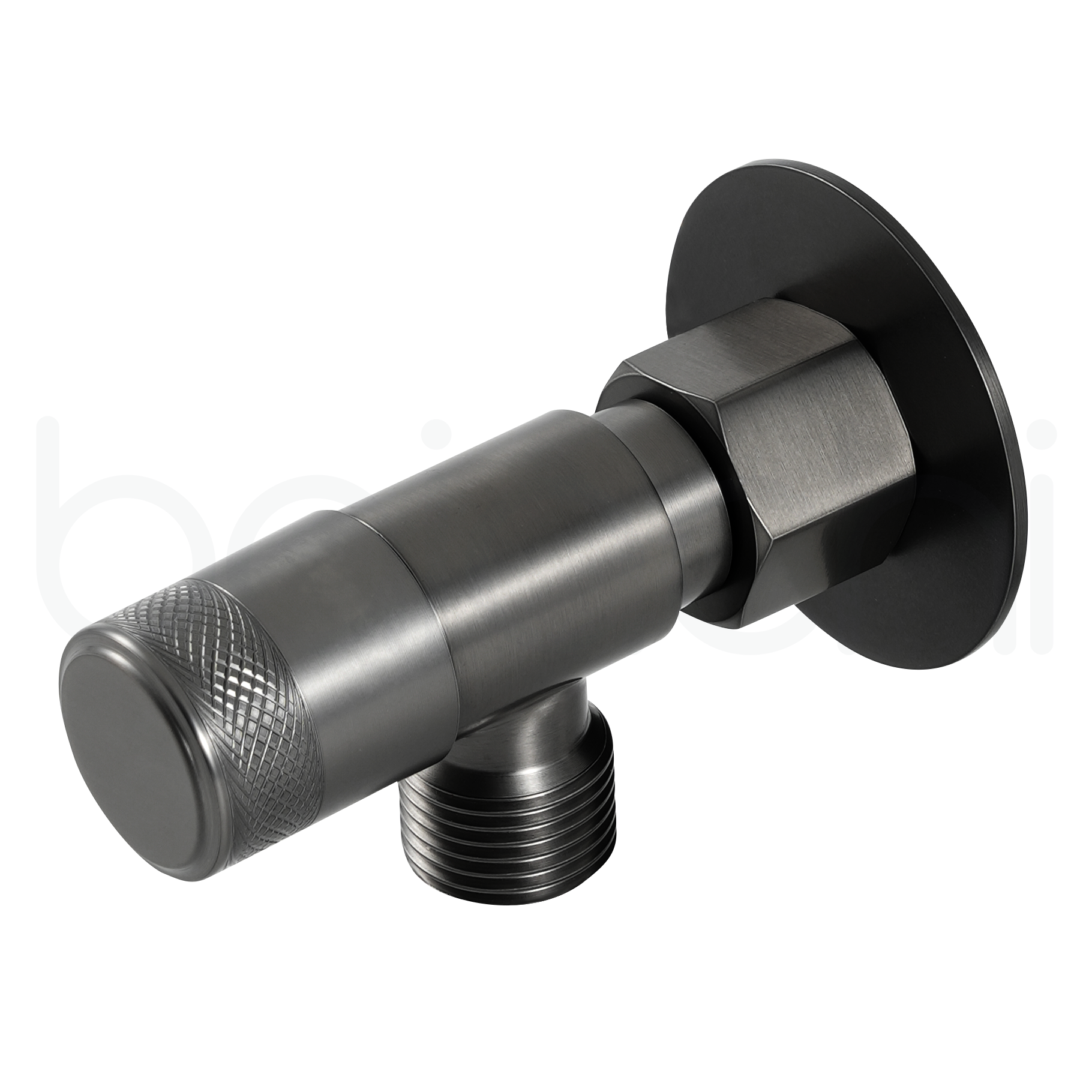 Baiachi Shattaf Loose Nut Mini Cistern Stop Stainless Steel Quarter Turn with Backflow Valve PVD Gun Metal