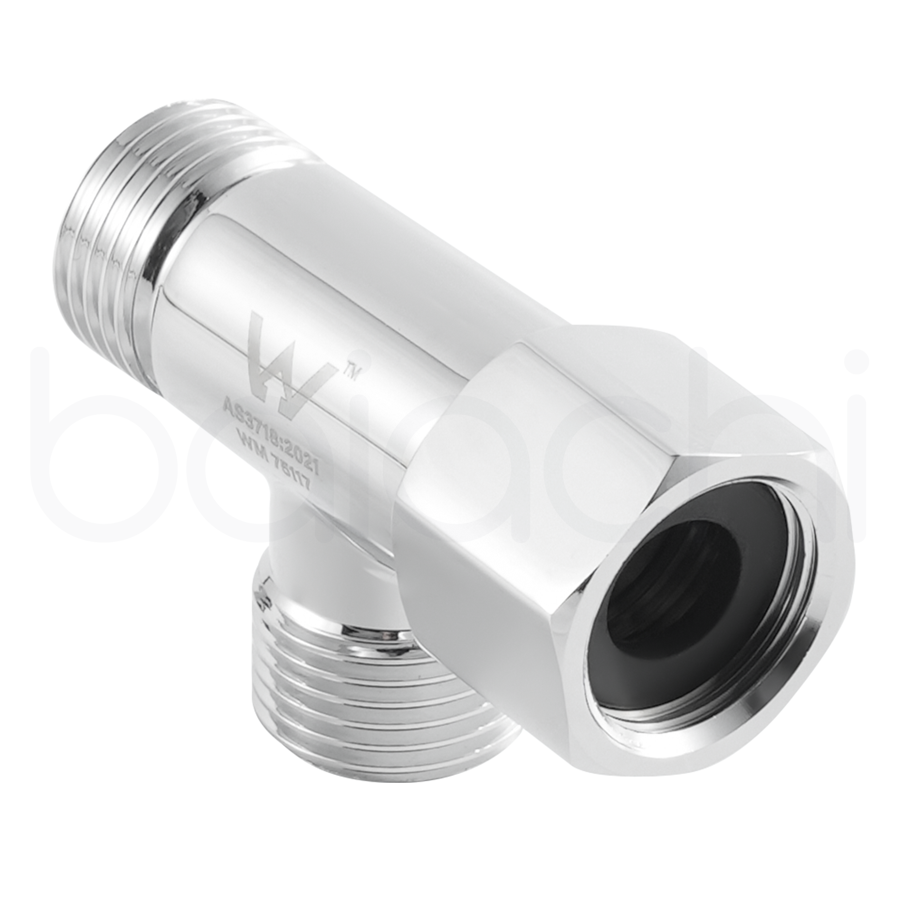 Baiachi 3 way T connector Stainless Steel 1/2"Fx1/2"Mx2 Chrome