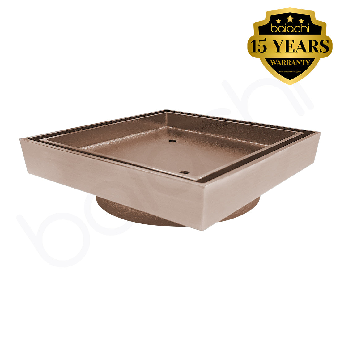 Baiachi 115 x 115mm Square Tile Insert Floor Waste 90mm outlet Brushed Copper