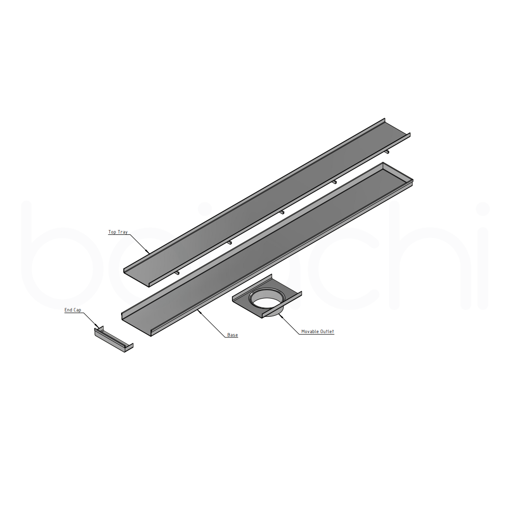 150-600mm Linear Tile Insert Adjustable Floor Waste Stainless Steel