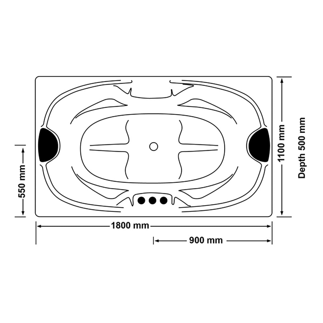 Bargello 1800mm 18 Jets Drop-in Spa Bath Hot Pump