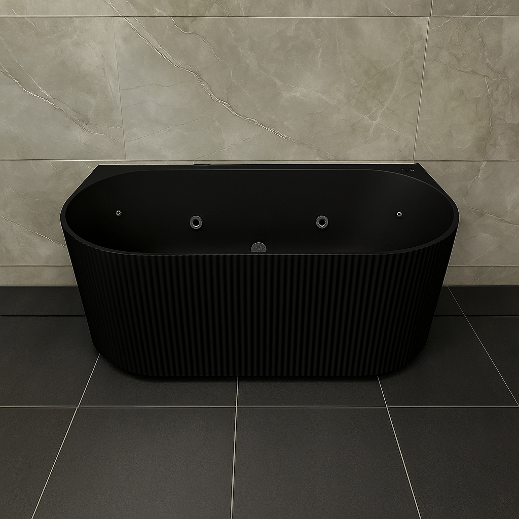 Mallorca 1700mm 10 Jets Freestanding Spa Bath Hot Pump Matte Black