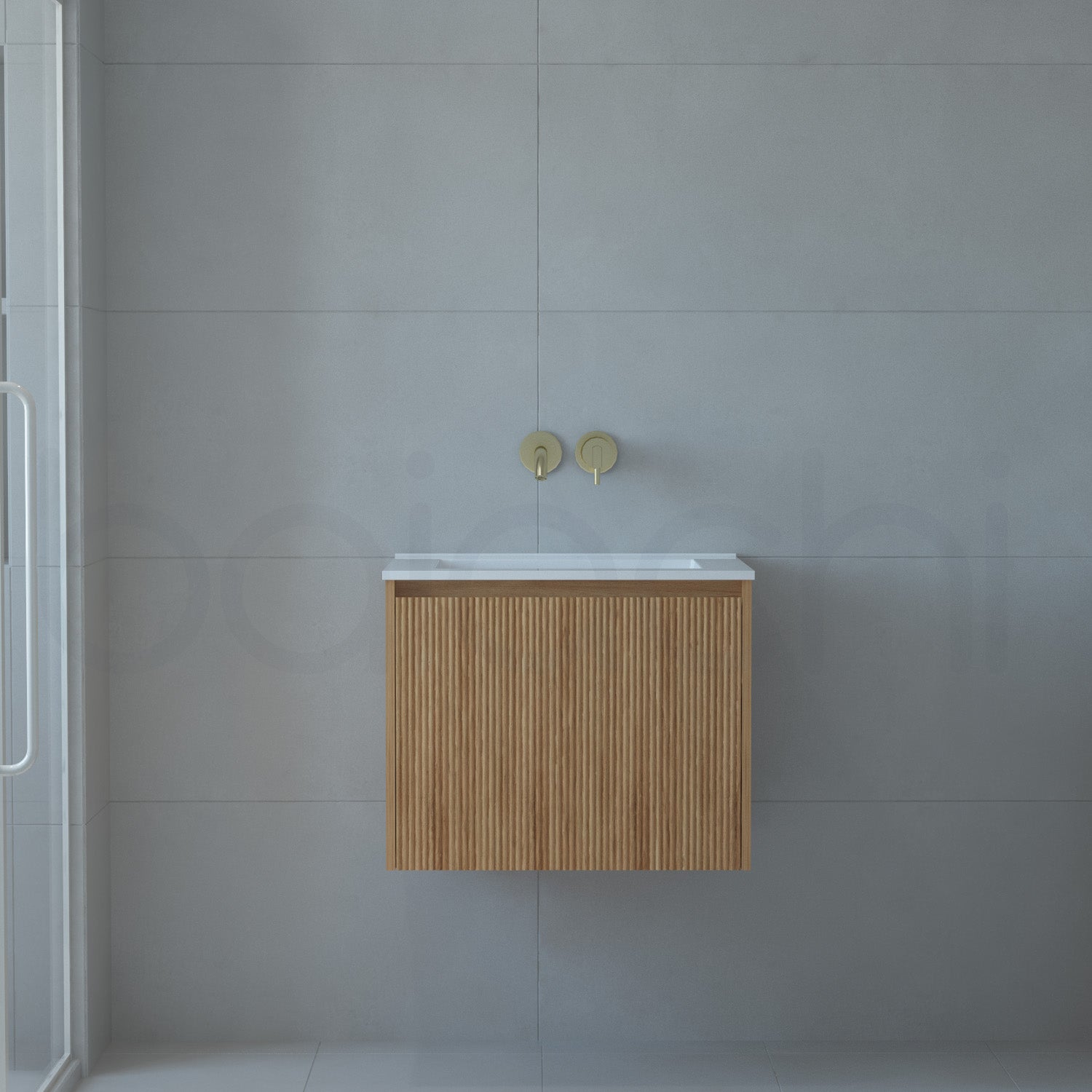 Baiachi Clermont 600 Fluted Timber Bathroom Vanity Wall Hung Ceramic Basin
