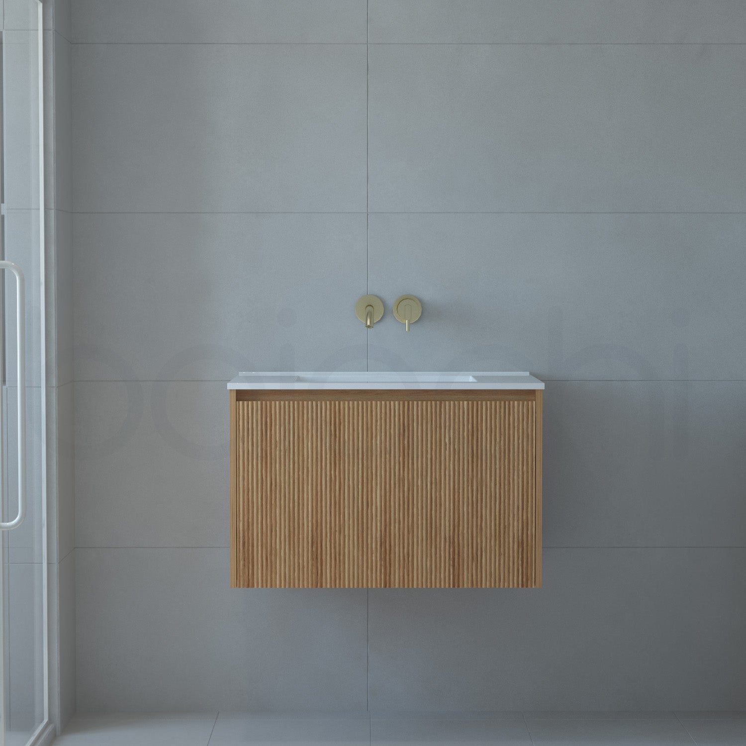 Baiachi Clermont 750 Fluted Timber Bathroom Vanity Wall Hung Ceramic Basin