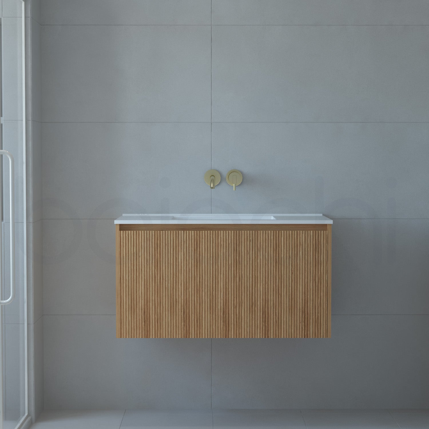 Baiachi Clermont 900 Fluted Timber Bathroom Vanity Wall Hung Ceramic Basin