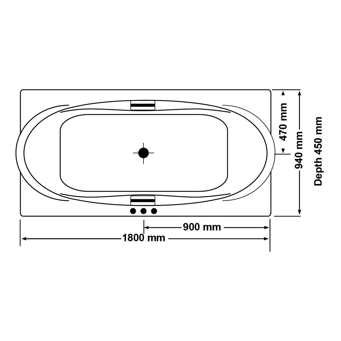 Castilla 1800mm 15 Jets Drop-in Spa Bath Electronic Touch Pad