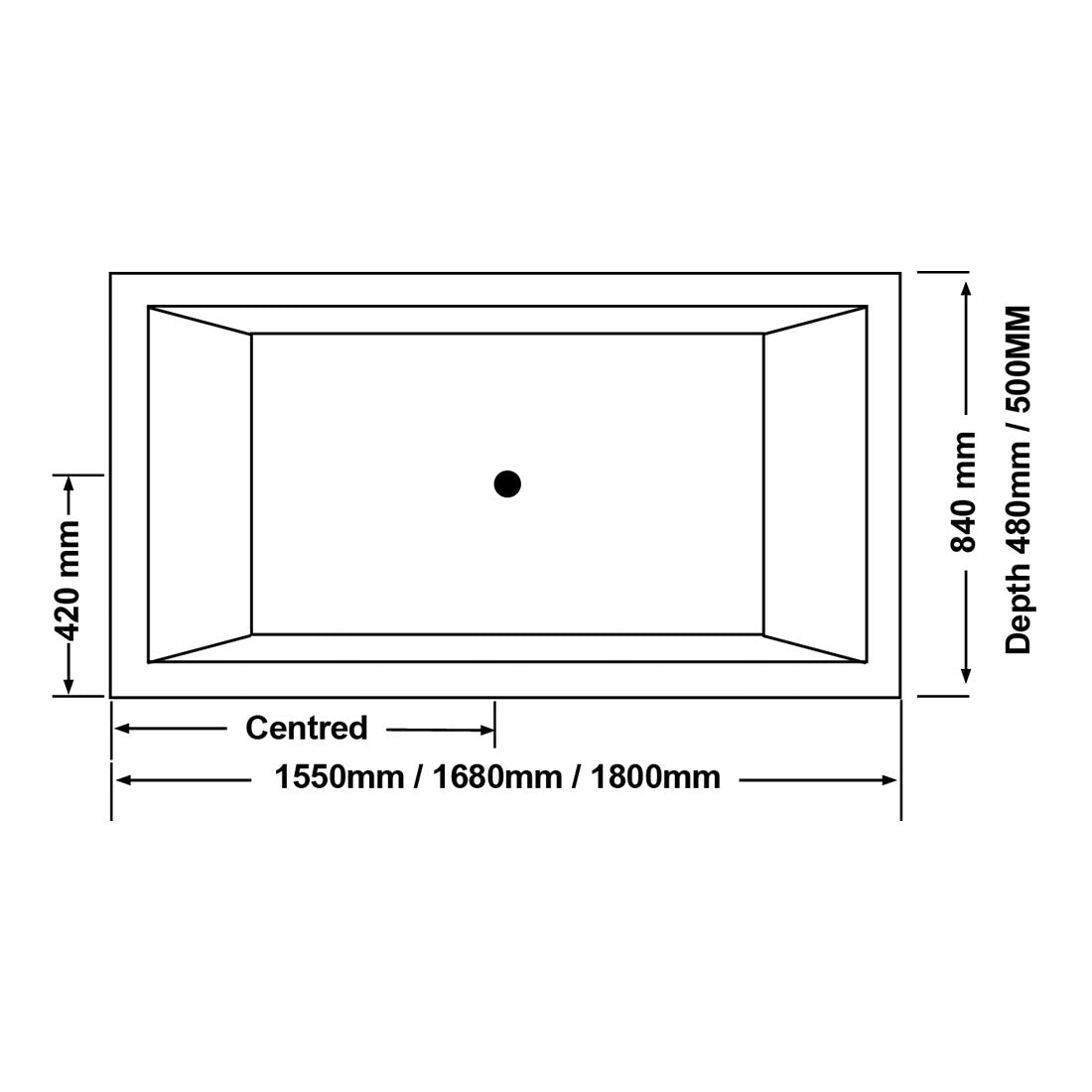 Catolina 1550mm Drop-In Bath Tub