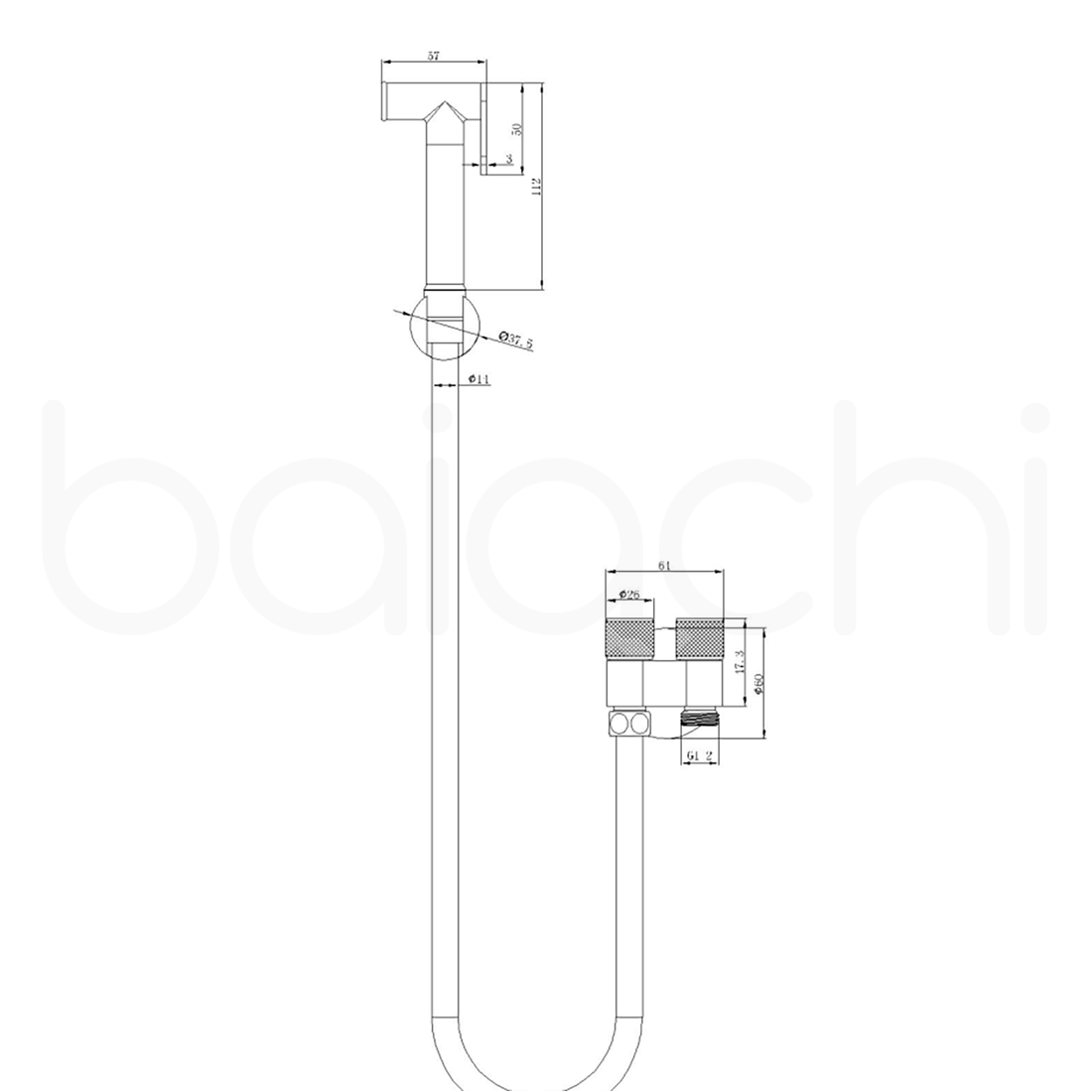 Baiachi Shattaf Toilet Shower Bidet Sprayer Stainless Steel 304 Brushed Nickel