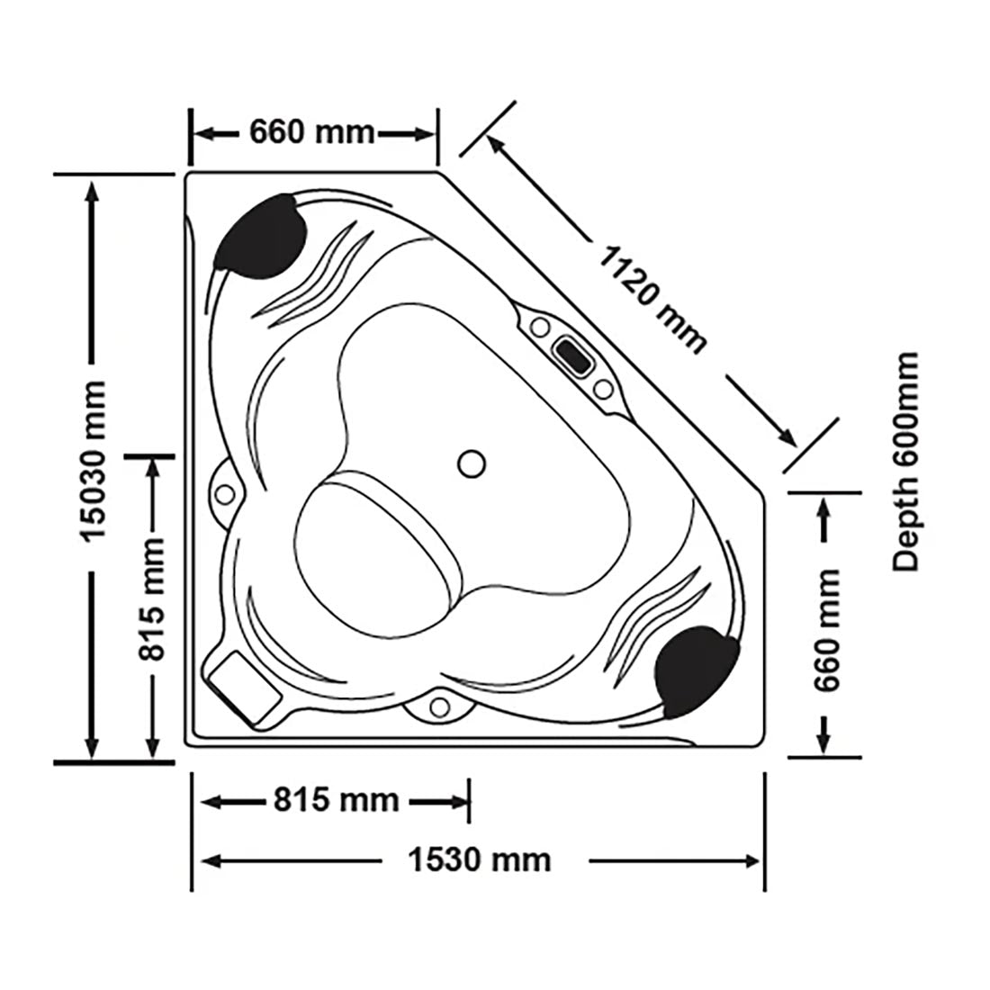Cordoba 1530mm 20 Jets Drop-in Spa Bath Hot Pump