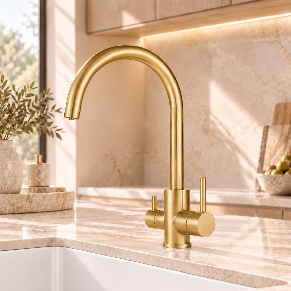 Baiachi Moreton Slimline 3-Way Filter Sink Mixer Brushed Gold