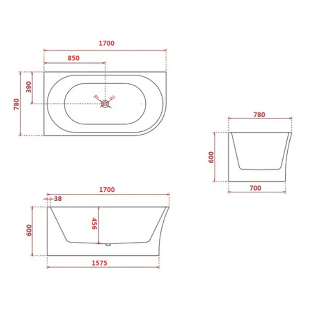 FS7 1650mm 12 Jets Freestanding Spa Bath Electronic Hot Pump