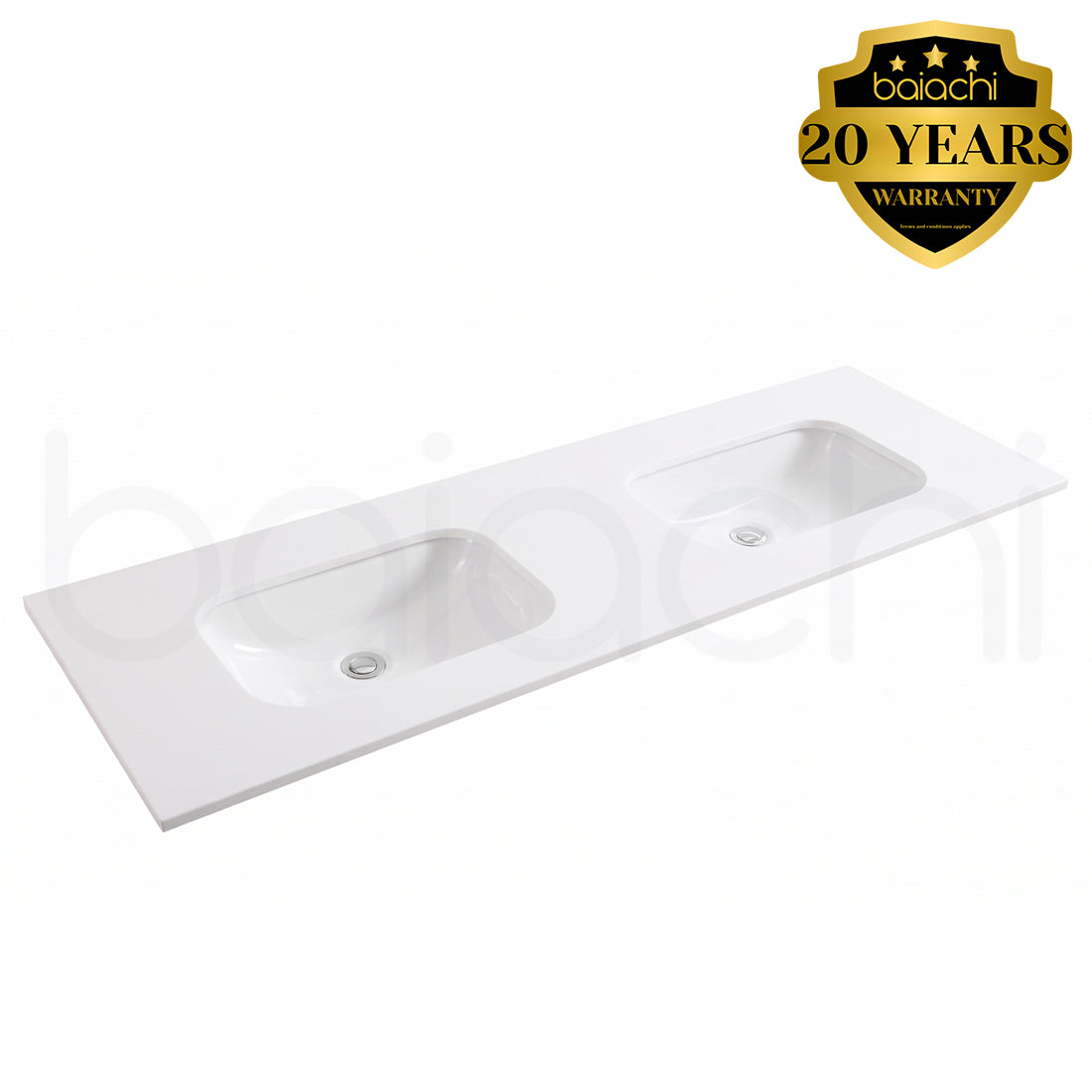 Baiachi 1200mm White Quartz with Undercounter Stone Double Ceramic Basin