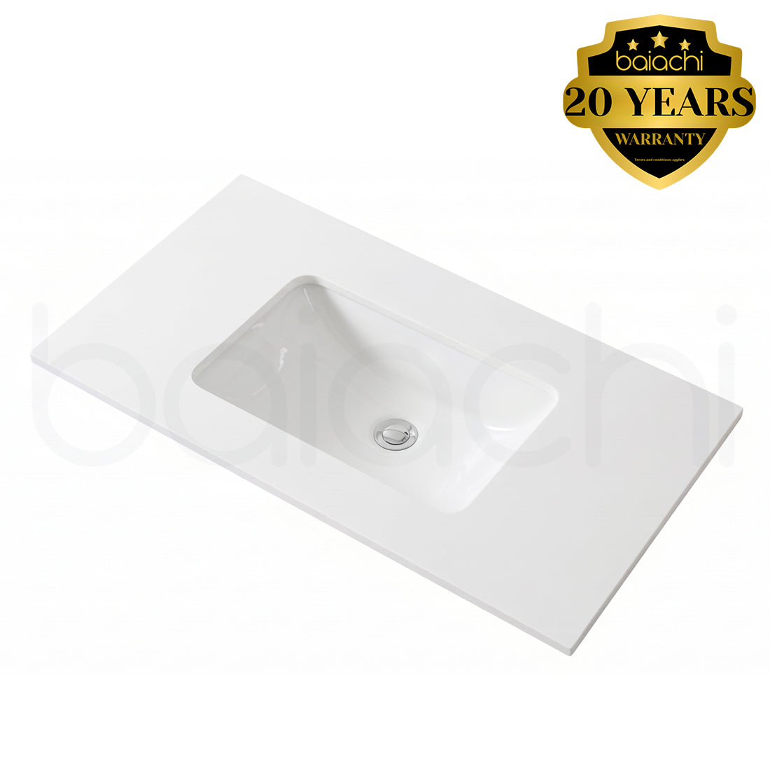 Baiachi 600mm White Quartz with Undercounter Stone Ceramic Basin