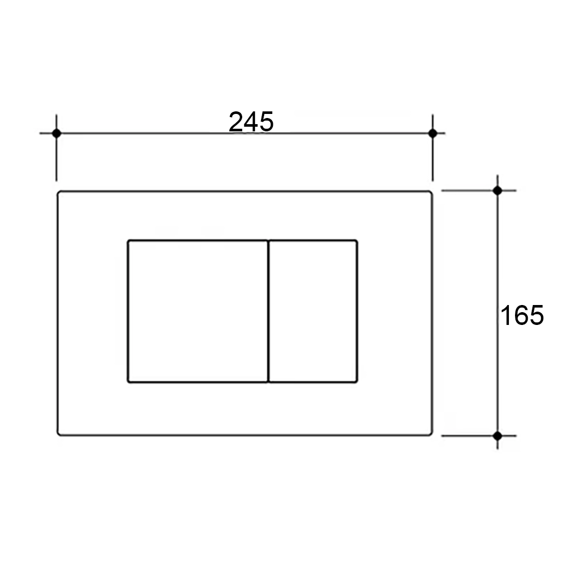 Square In-Wall Toilet Dual Flushing Buttons Chrome