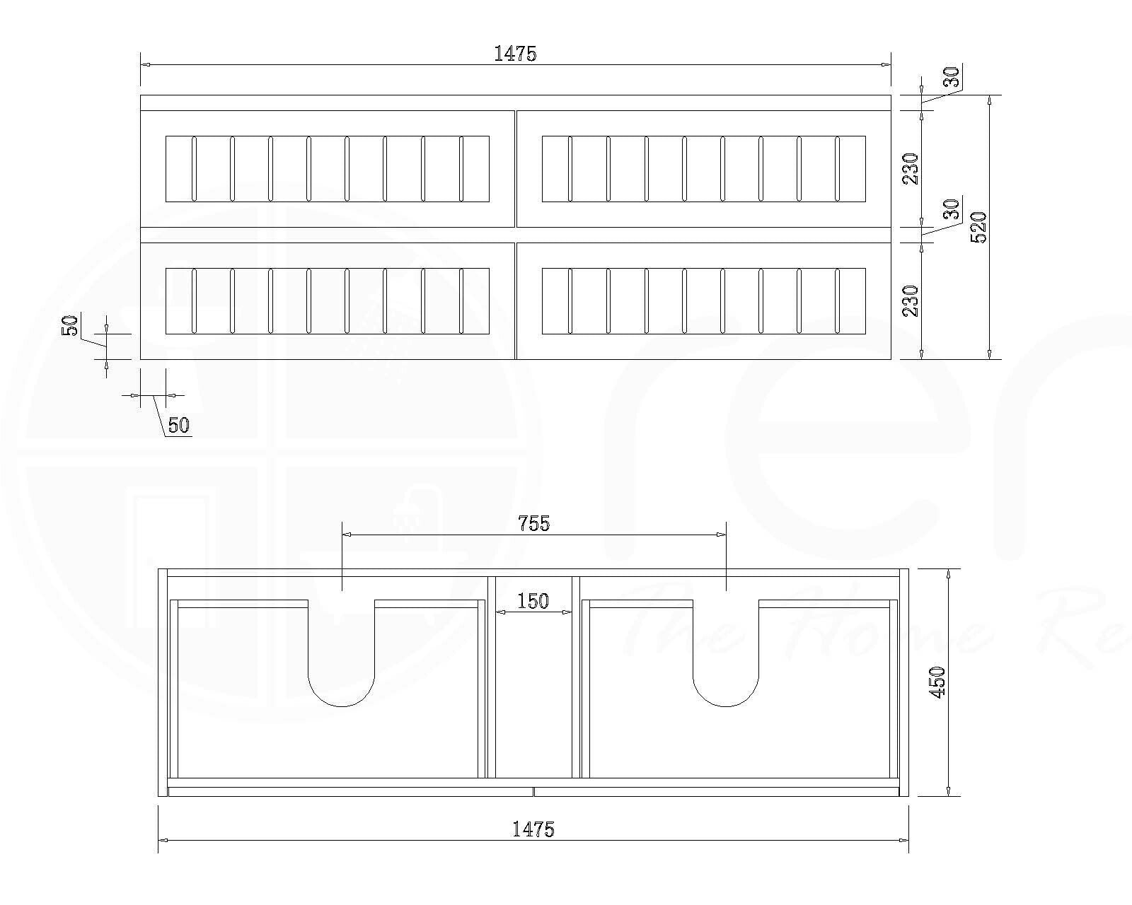Hampton 1500mm PVC Wall Hung Bathroom Vanity Cabinet