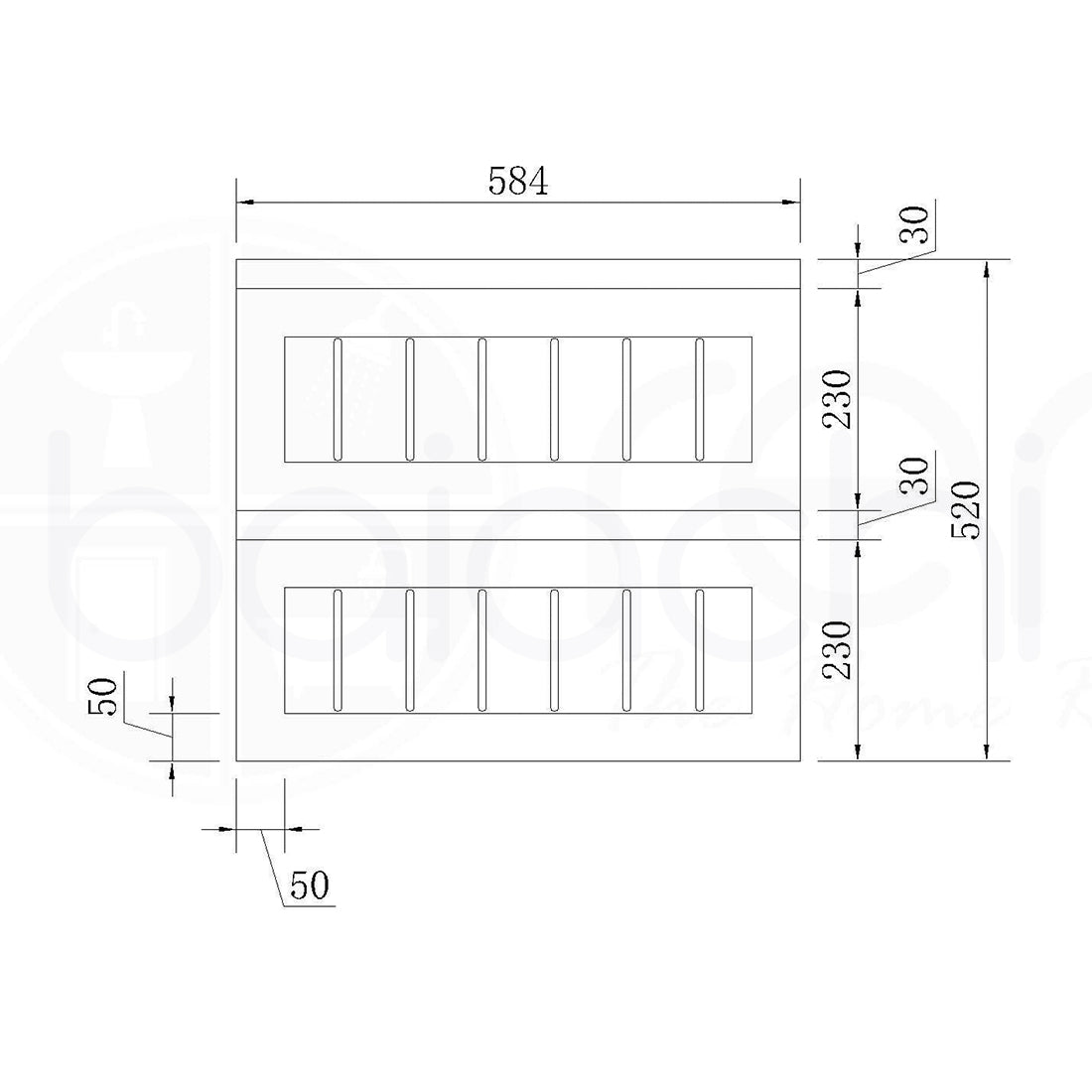 Hampton 600mm PW Wall Hung Bathroom Vanity Cabinet