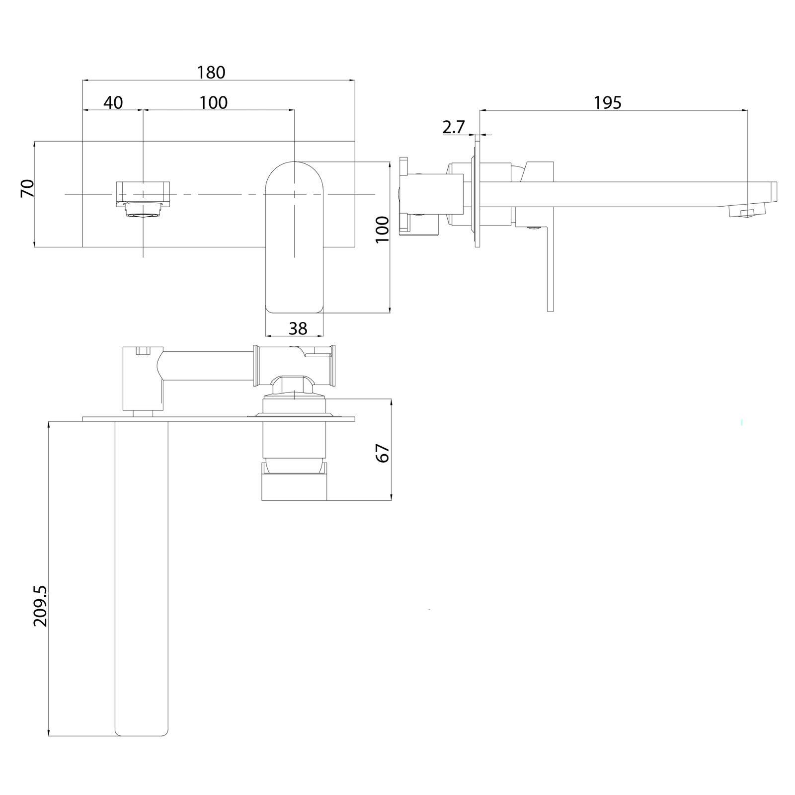 Ikon Flores Wall Basin Mixer with Spout Brushed Nickel