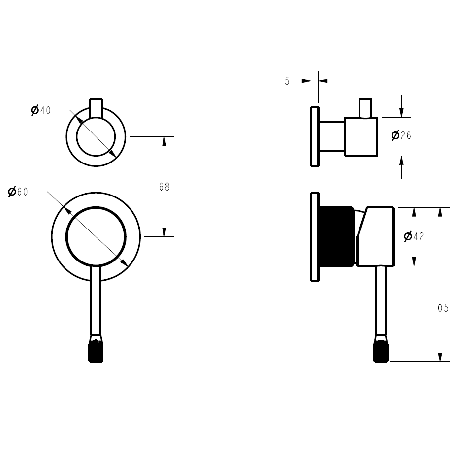 Ikon Linie Wall Diverter Mixer Matte Black