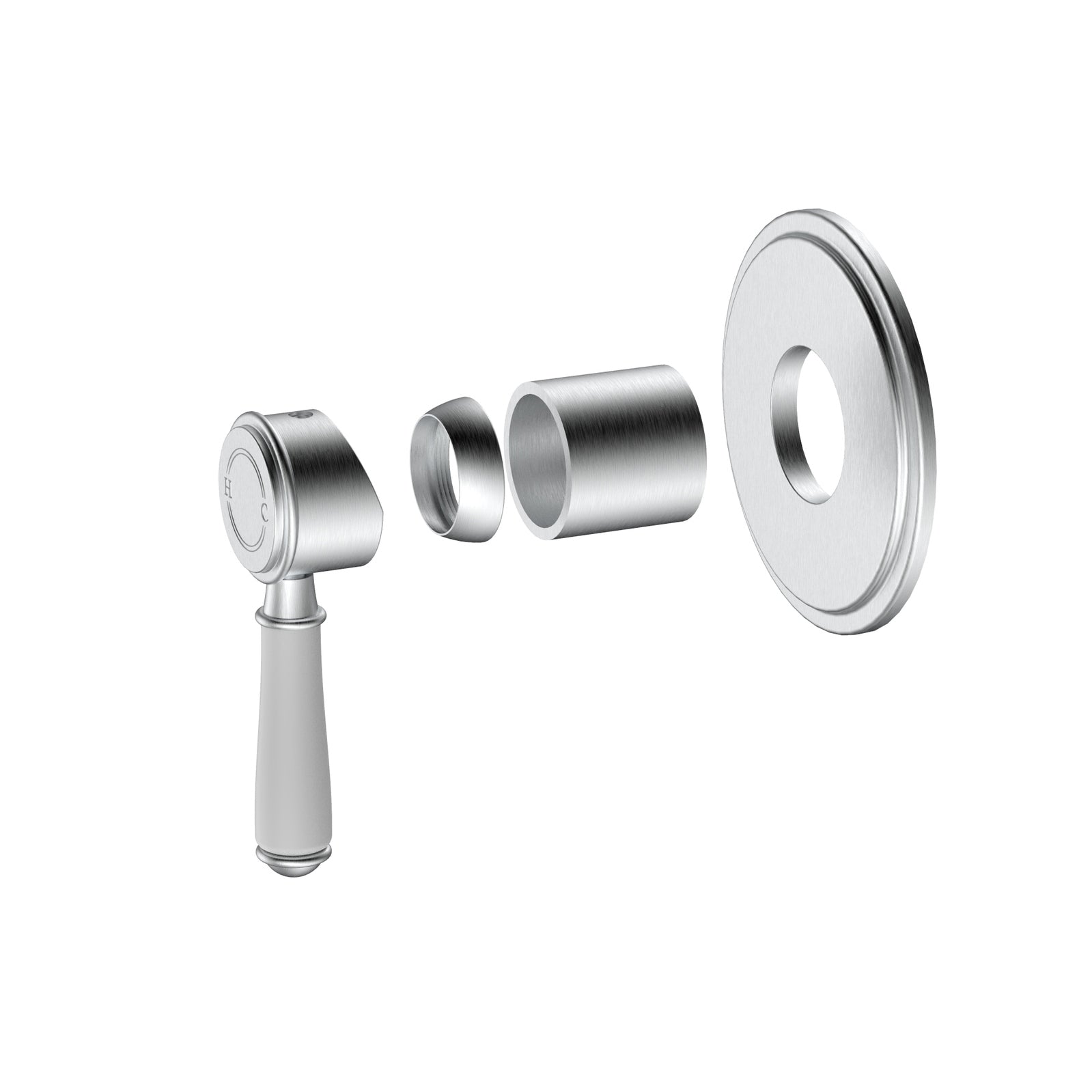 Ikon Clasico Ceramic Handle Wall Mixer Brushed Nickel