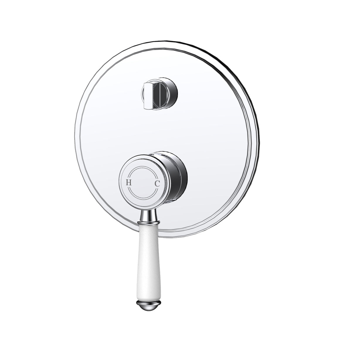 Ikon Clasico Ceramic Handle Wall Mixer With Diverter Chrome