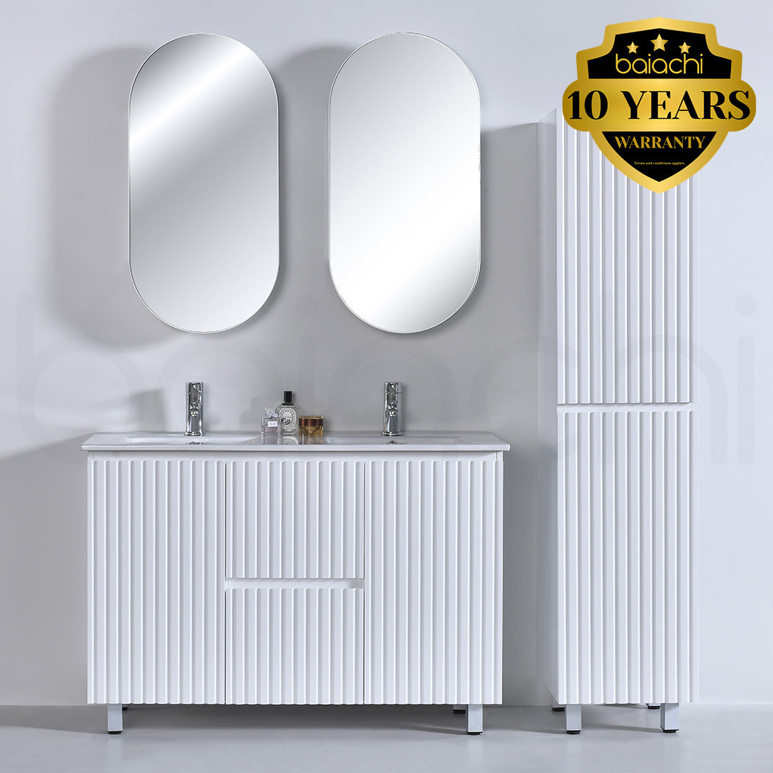 Baiachi Ivana Fluted 1200mm PVC Water Proof Bathroom Vanity Cabinet