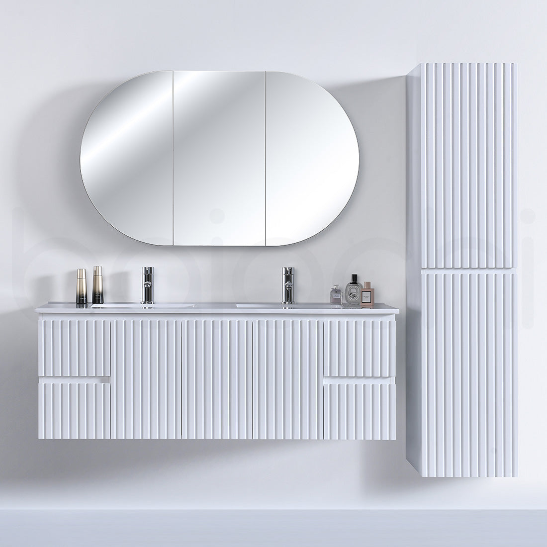 Baiachi Ivana Fluted 1500mm PVC Water Proof Wall Hung Bathroom Vanity Cabinet