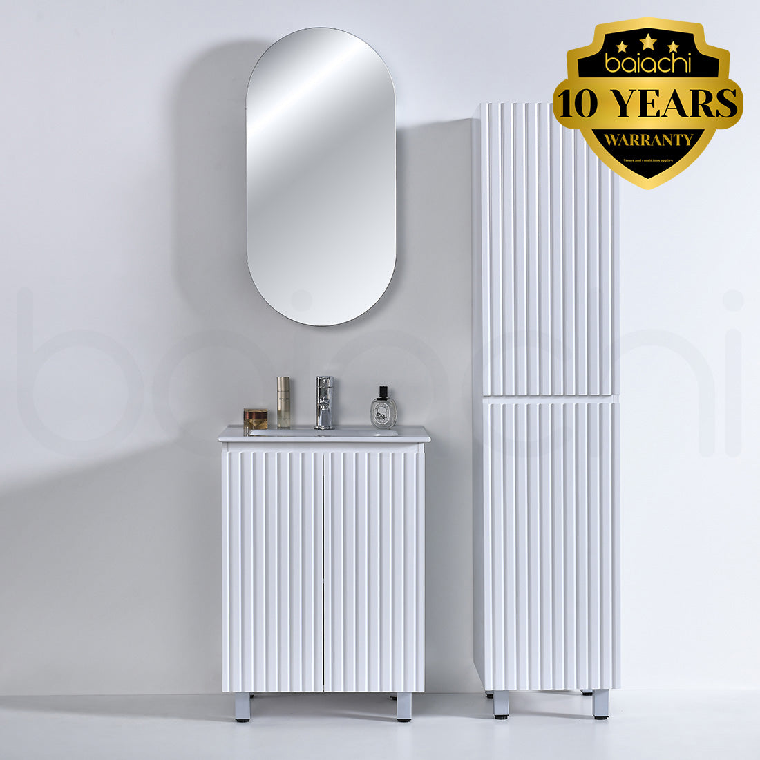 Baiachi Ivana Fluted 600mm PVC Water Proof Bathroom Vanity Cabinet