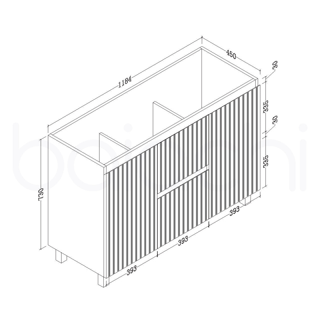 Baiachi Ivana Fluted 1200mm PVC Water Proof Bathroom Vanity Ceramic Basin