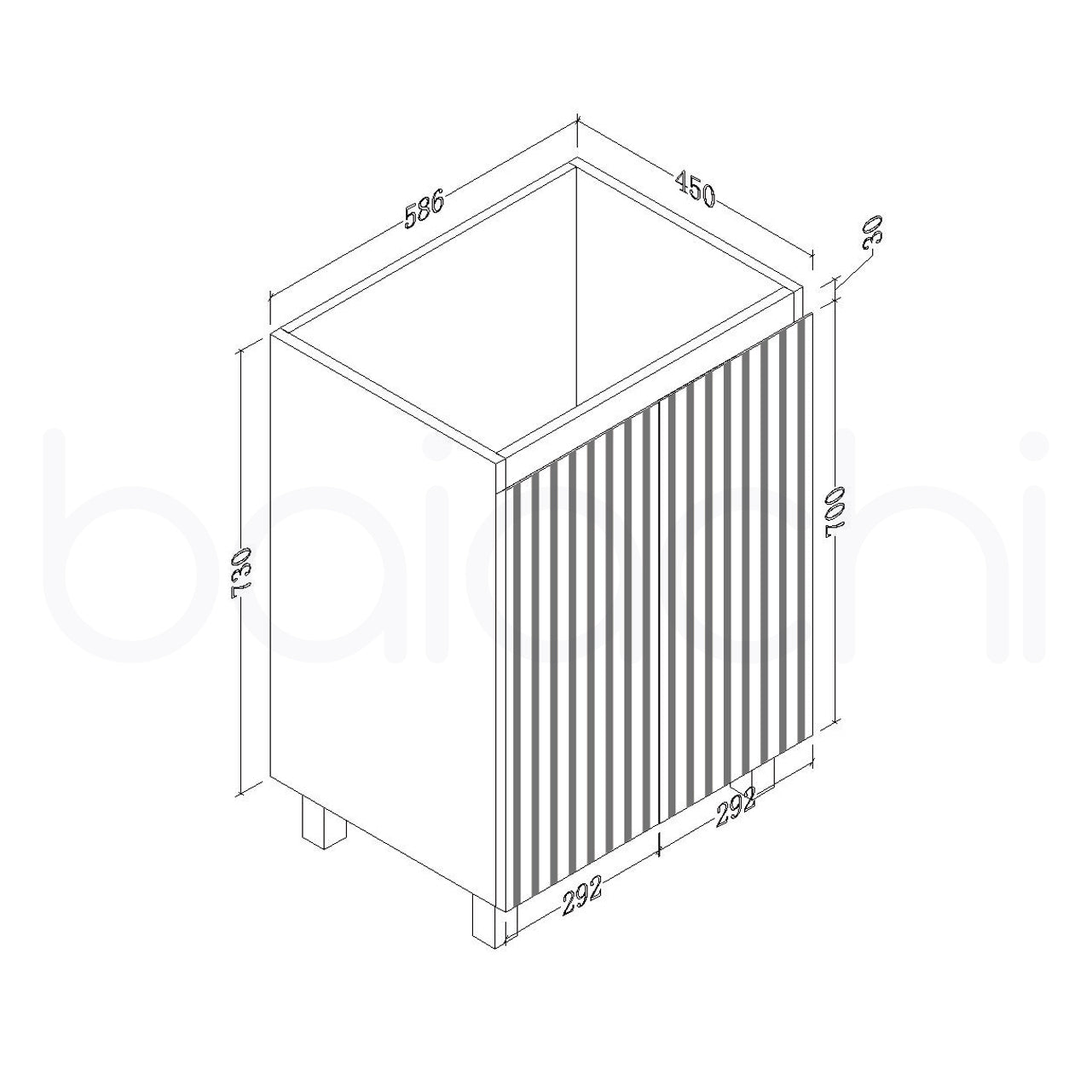 Baiachi Ivana Fluted 600mm PVC Water Proof Bathroom Vanity Cabinet
