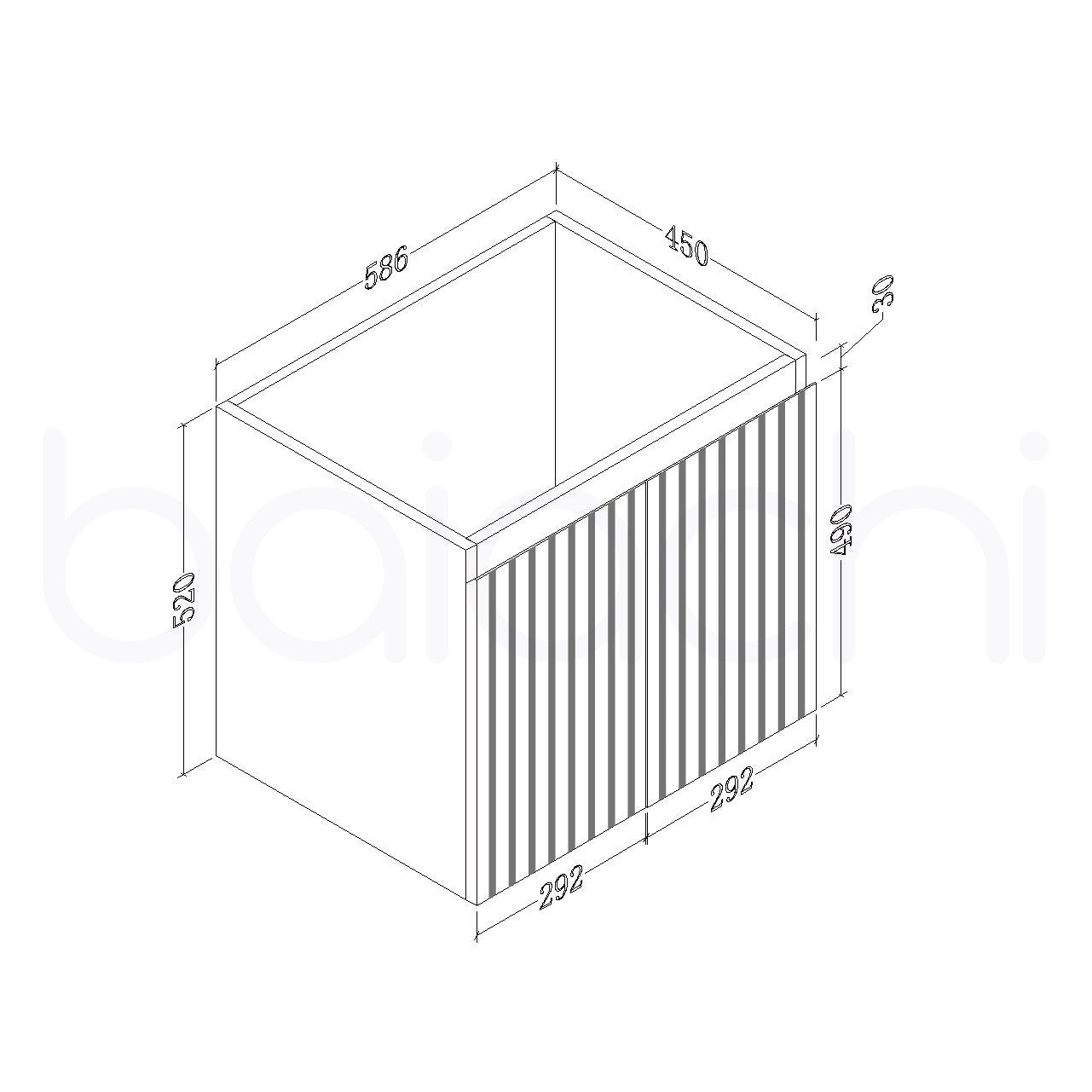 Baiachi Ivana Fluted 600mm PVC Water Proof Wall Hung Bathroom Vanity Cabinet