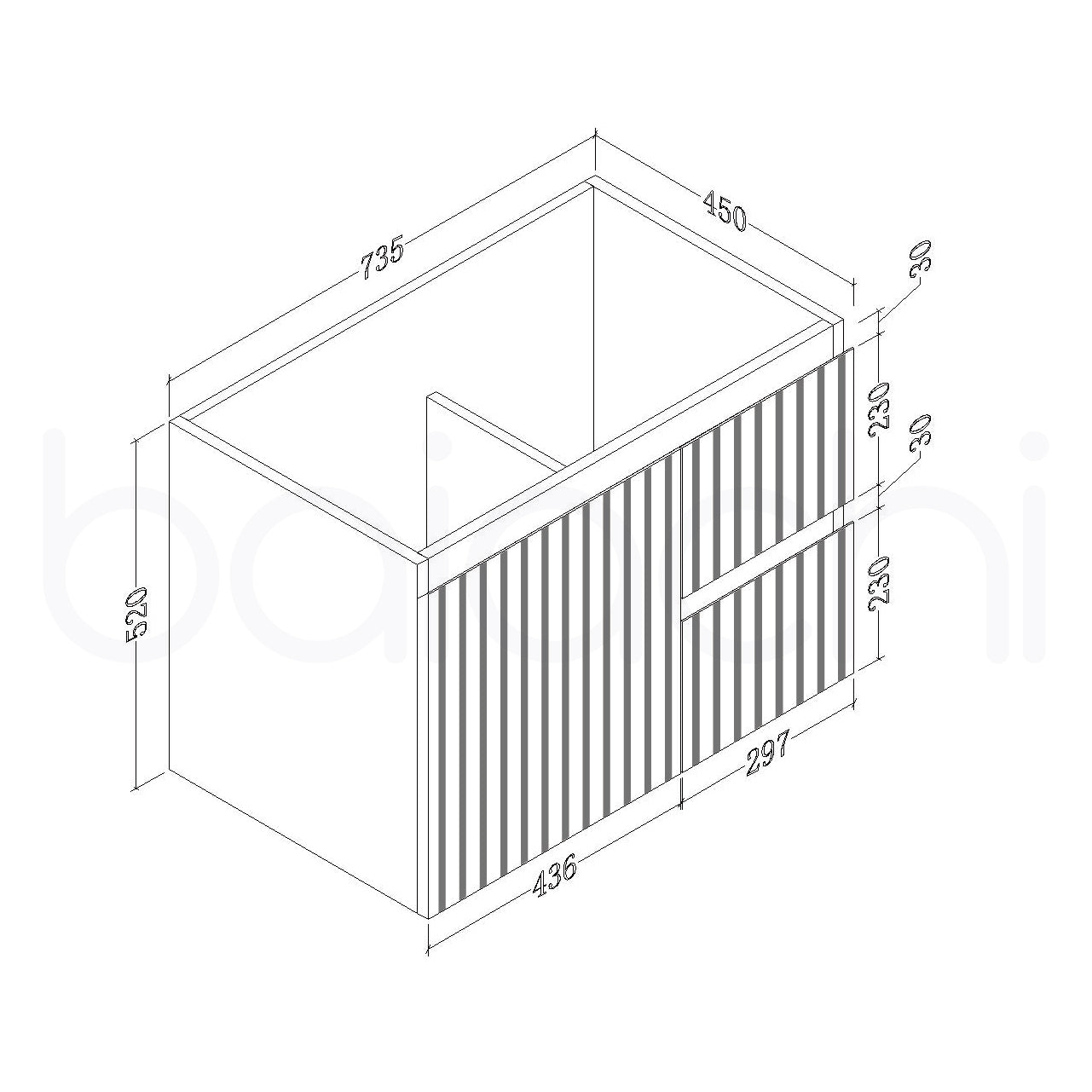 Baiachi Ivana Fluted 750mm PVC Water Proof Wall Hung Bathroom Vanity Left Drawers White Quartz Stone