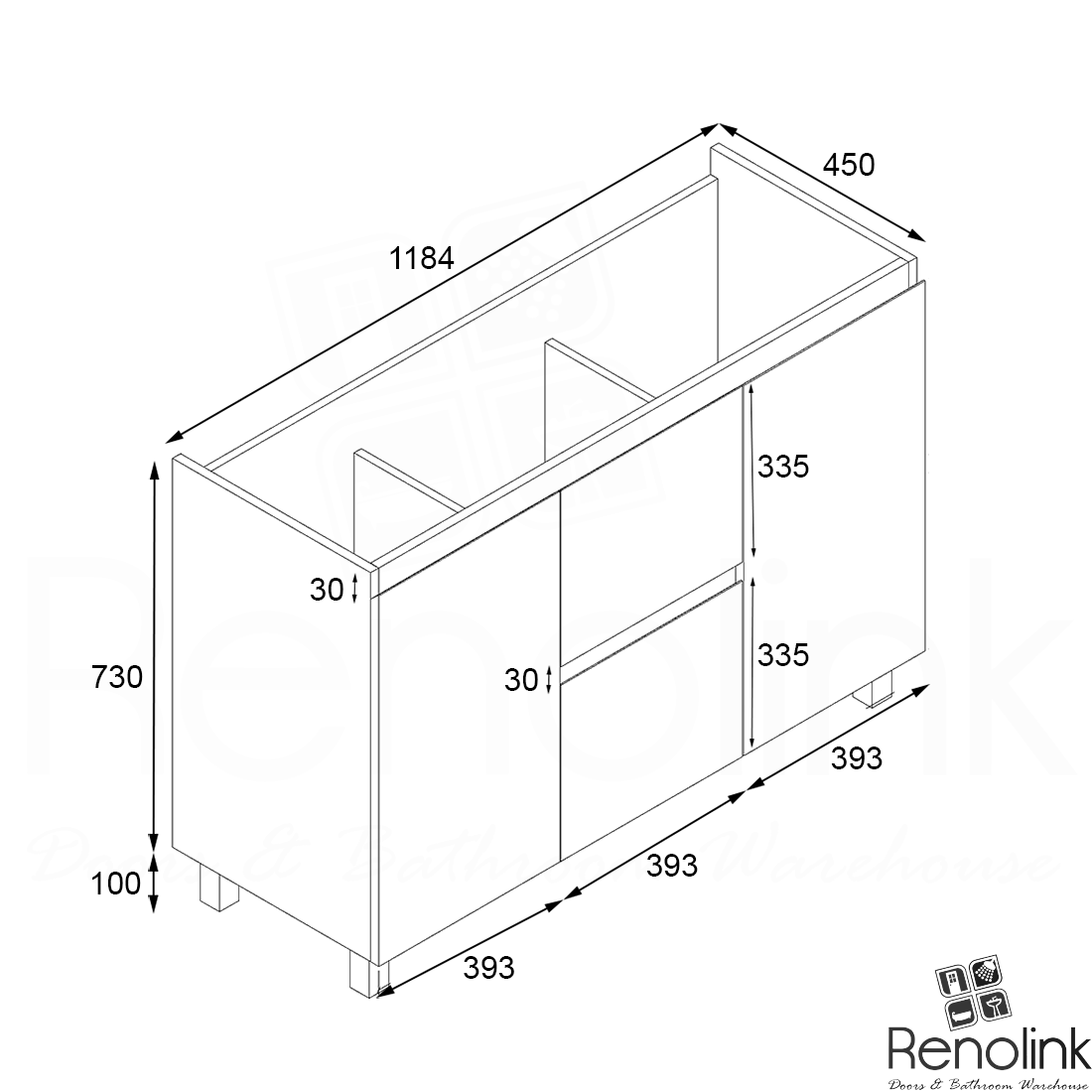 Ivana 1200mm PVC Water Proof Bathroom Vanity Cabinet