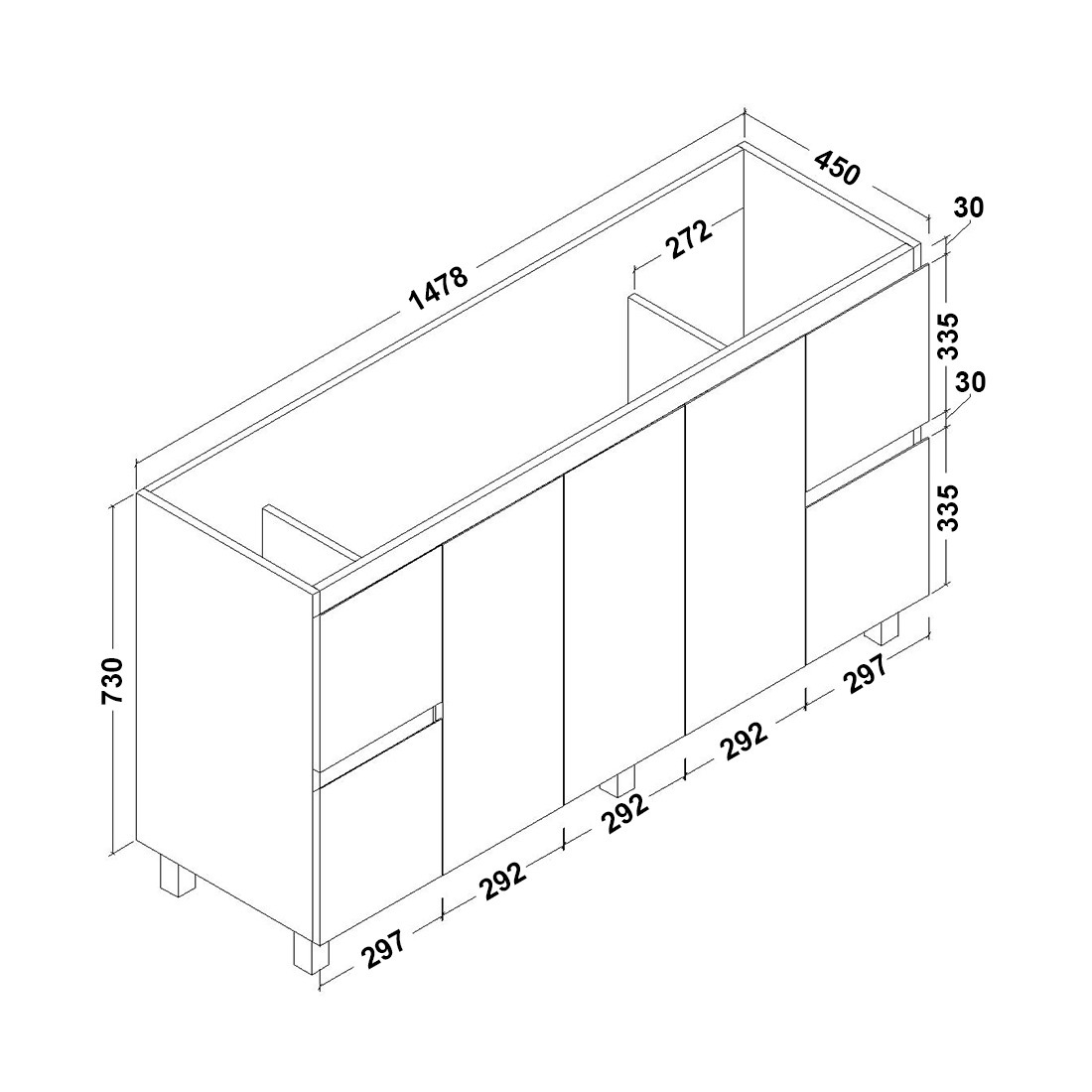 Ivana 1500mm PVC Water Proof Bathroom Vanity Cabinet