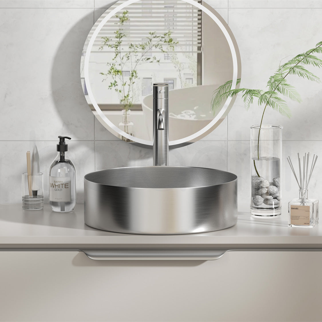 Baiachi 380mm Stainless Steel Above Counter Top Basin