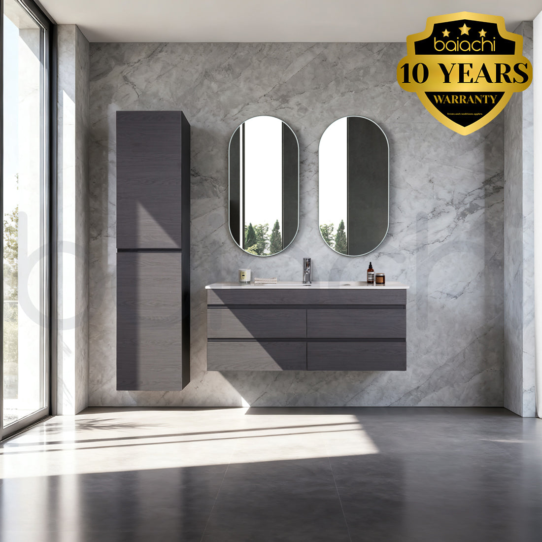 Vellena 1200mm PVC Water Proof Empire Oak Wall Hung Bathroom Vanity Cabinet