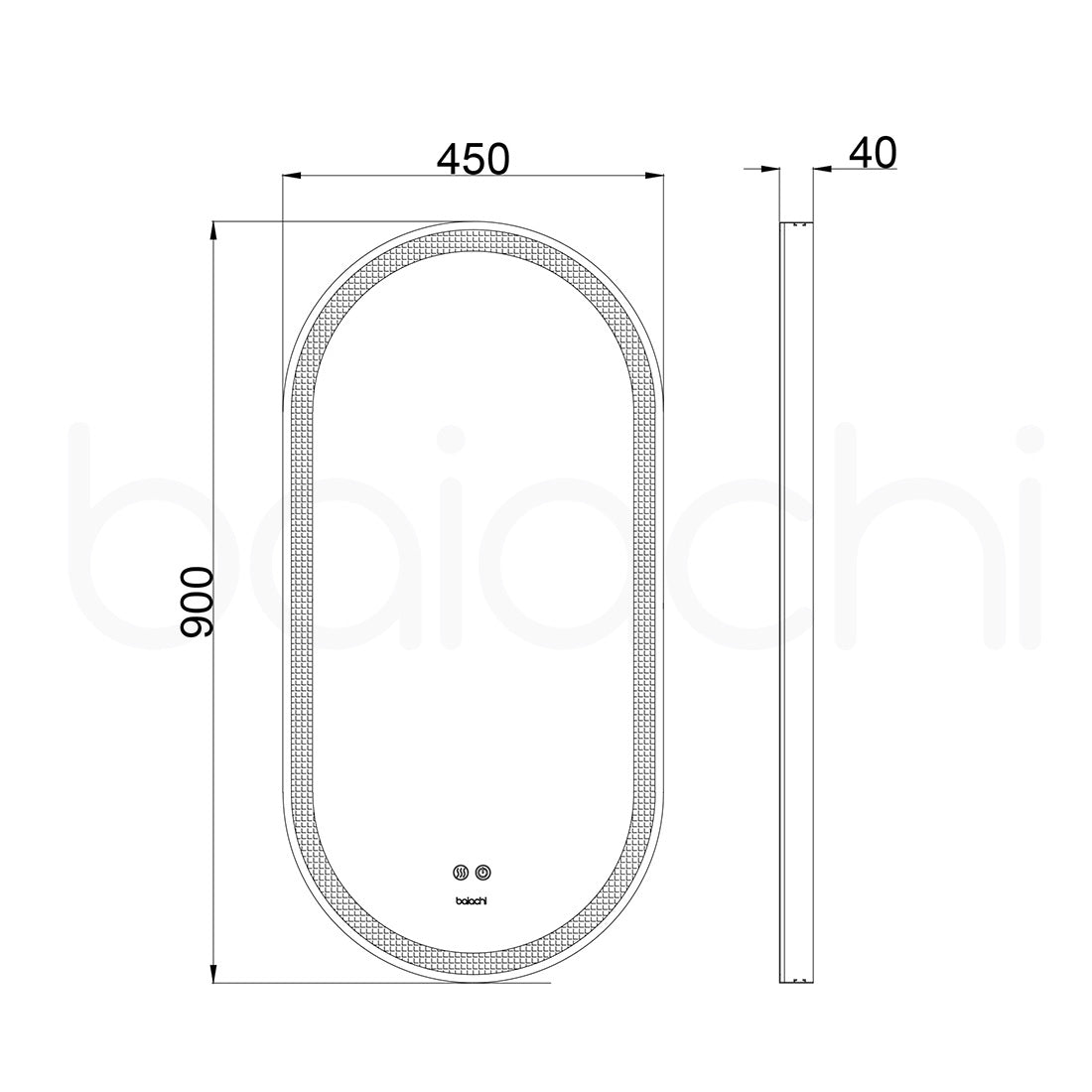 Baiachi Cora LED Oval 450mmx900mm Frame Mirror Brushed Copper