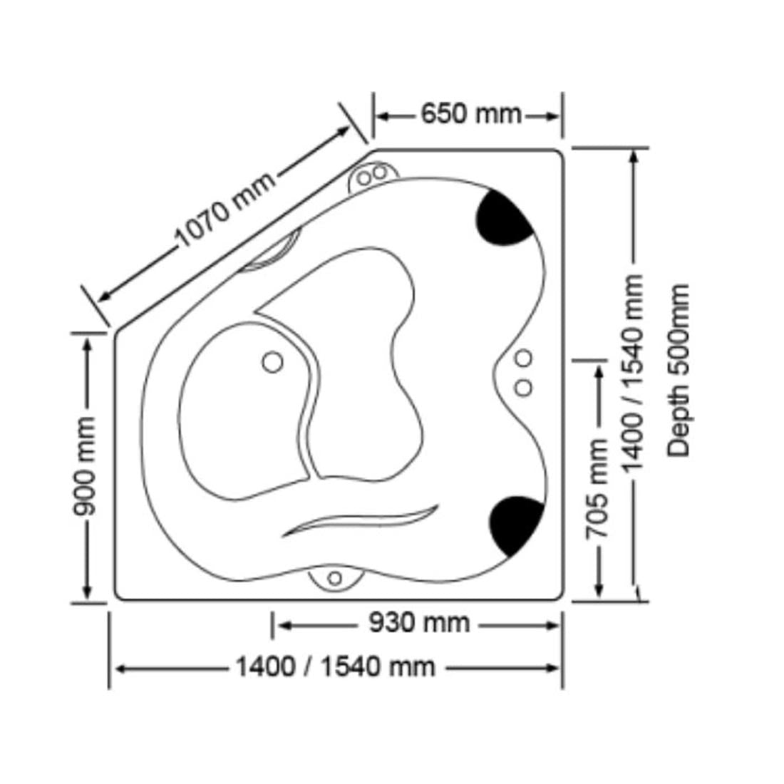 Karmen 1500mm 28 Jets Drop-in Spa Bath Dual Pump