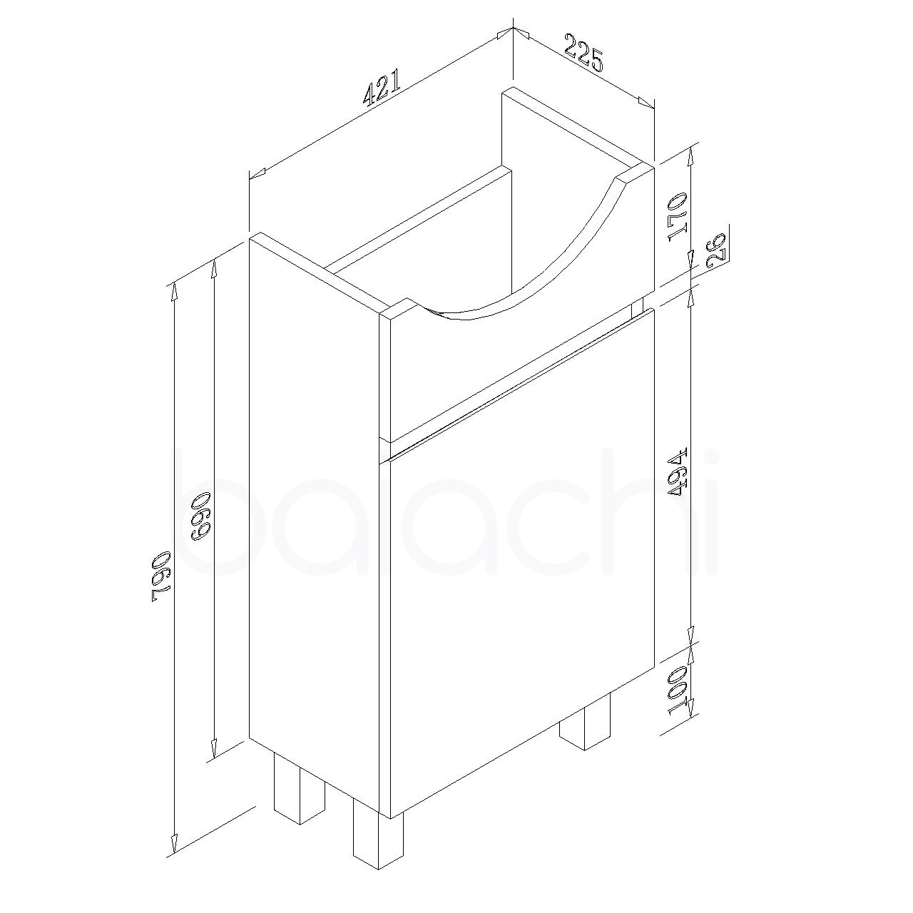 Lamara 450mm PVC Water Proof Bathroom Vanity Semi Recess Ceramic Basin