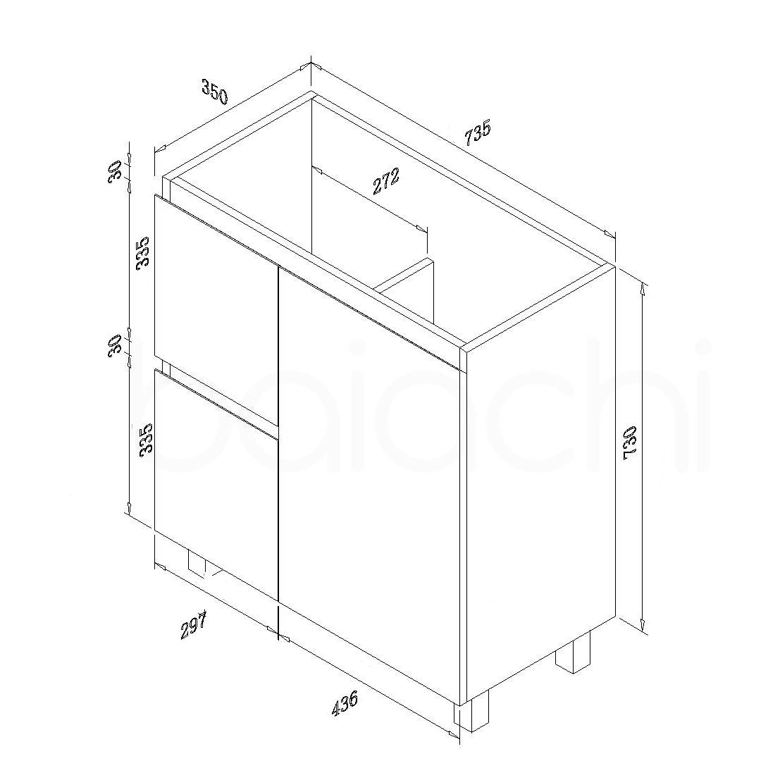 Lucena 750mm Slim Left Drawer PVC Water Proof Bathroom Vanity Ceramic Basin