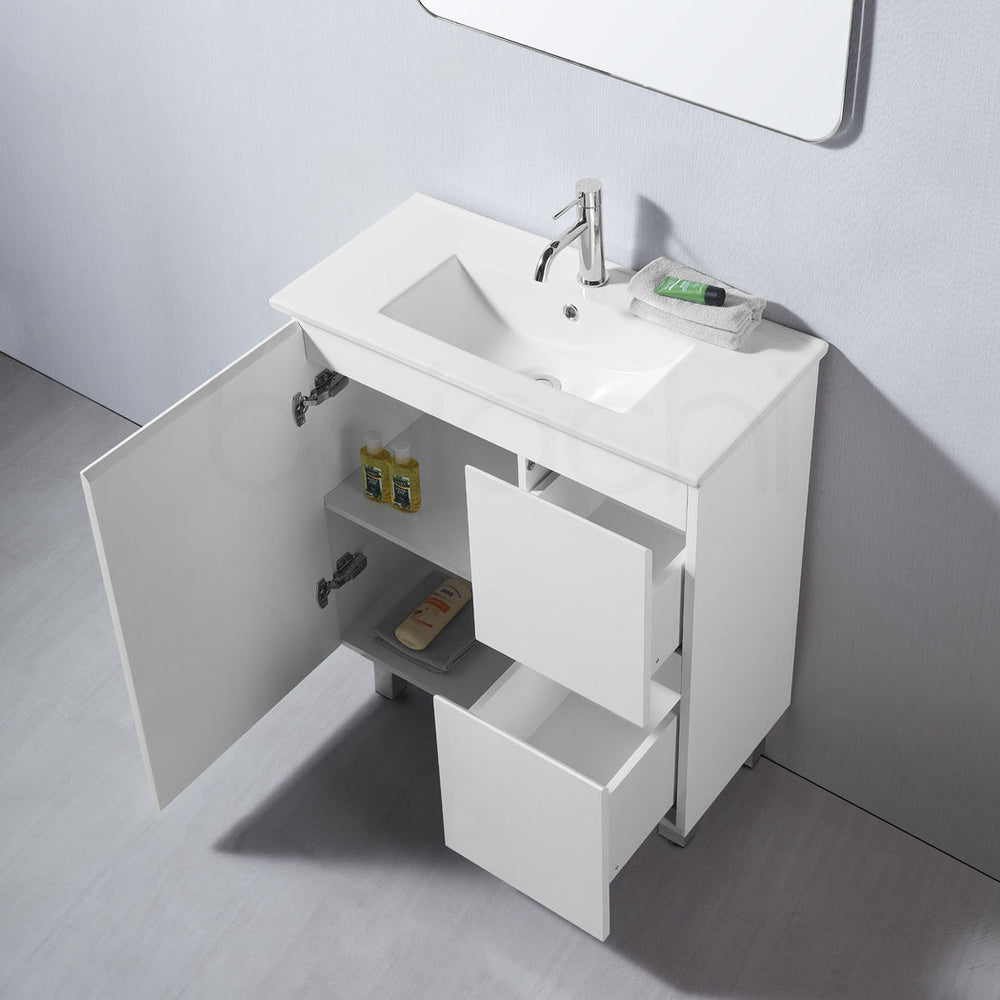 Lucena 750mm Slim Right Drawer PVC Water Proof Bathroom Vanity Ceramic ...