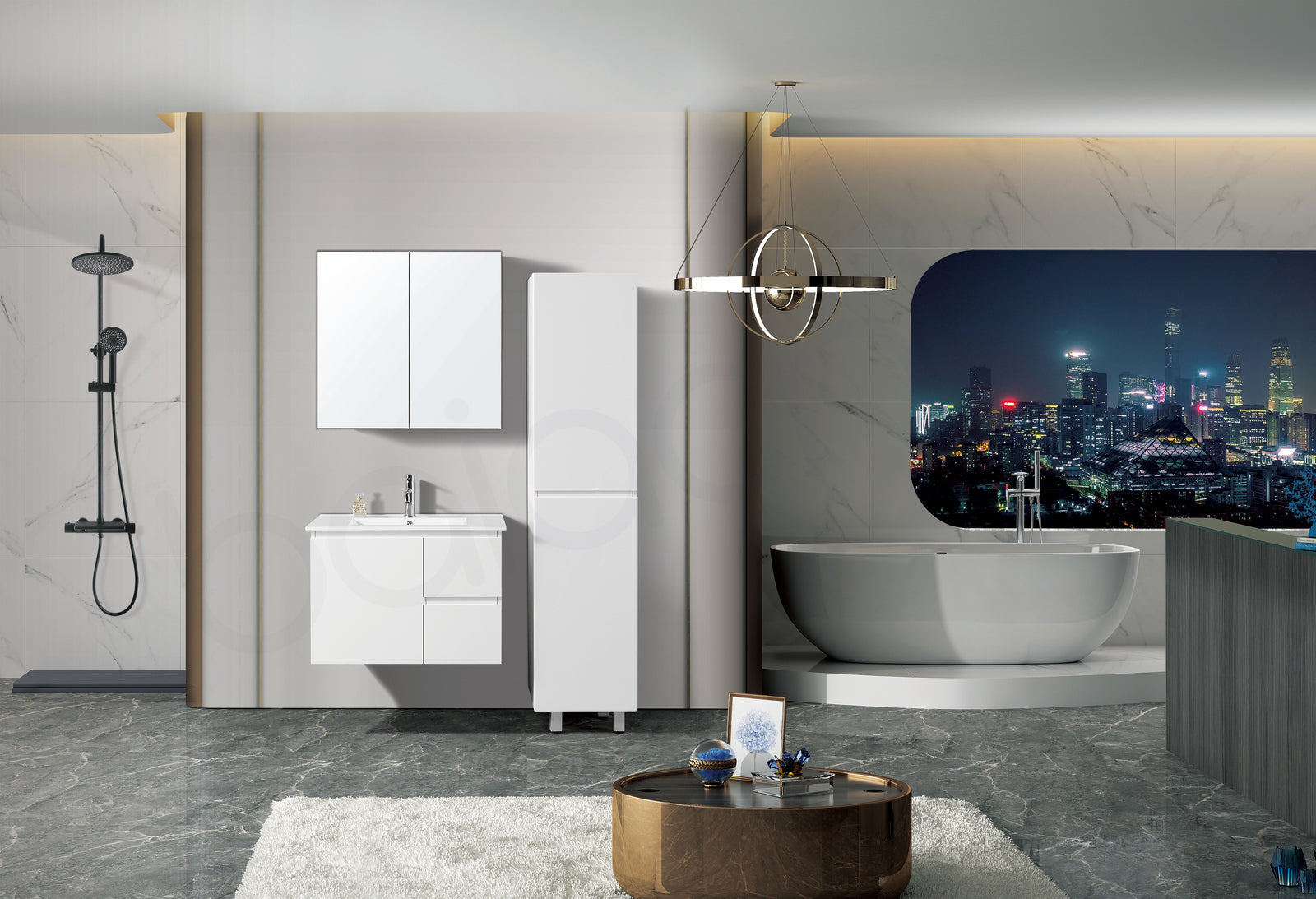 Lucena 750mm Slim PVC Water Proof Wall Hung Bathroom Vanity Right Drawers Cabinet