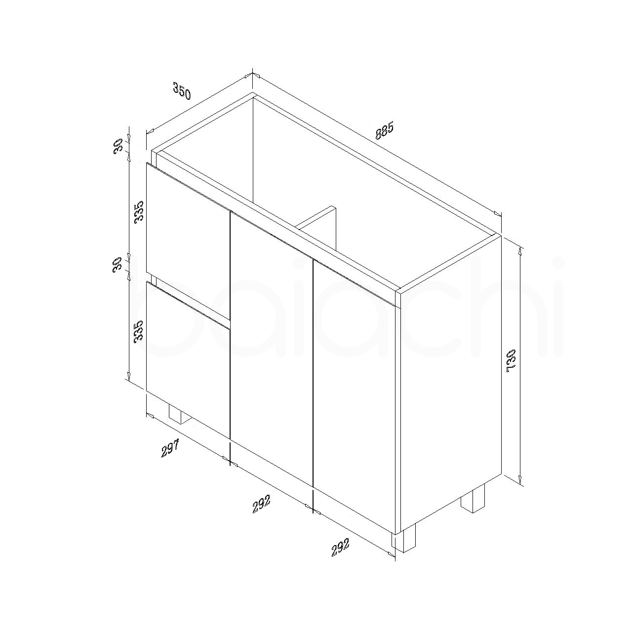 Lucena 900mm Slim Left Drawer PVC Water Proof Bathroom Vanity Cabinet