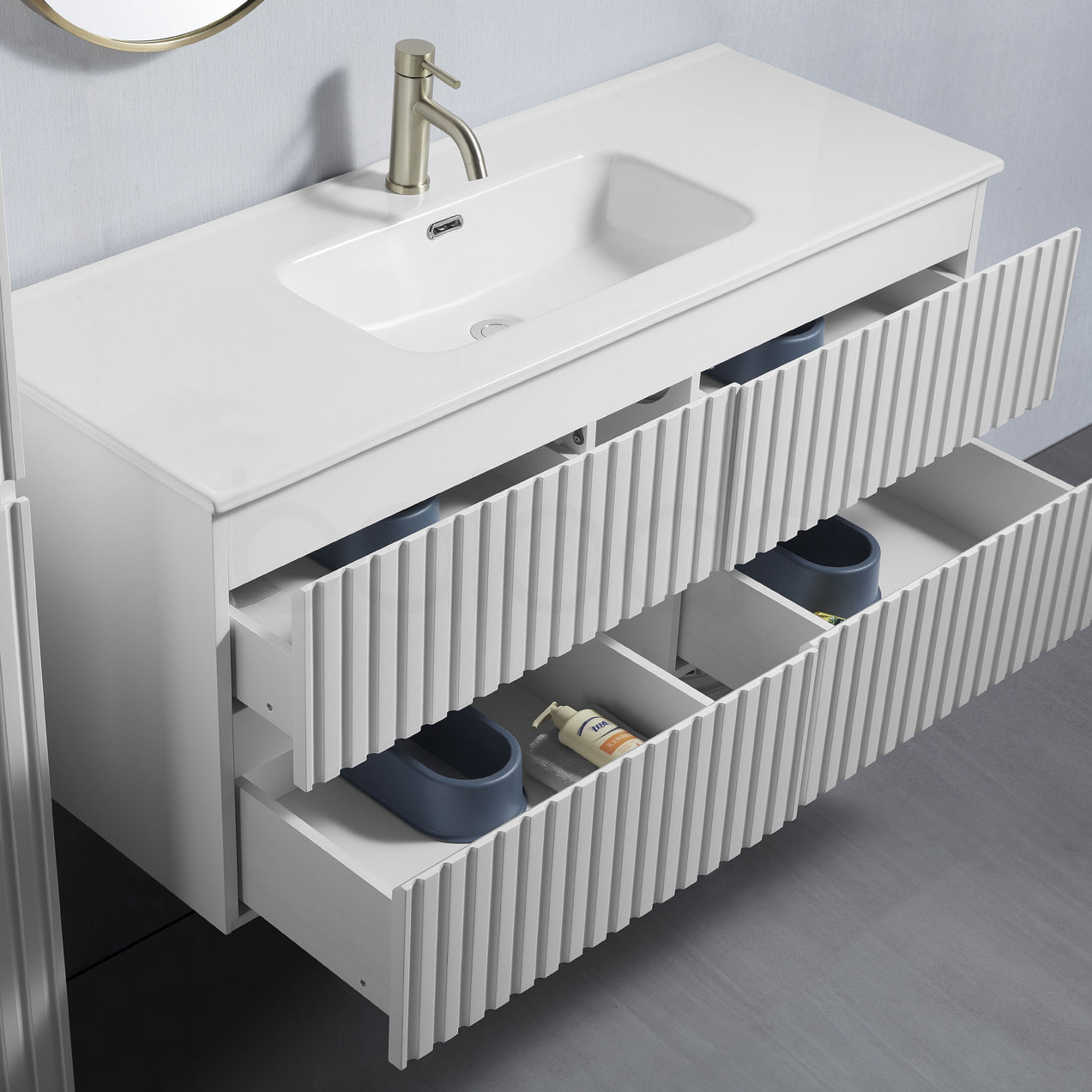 Oslo 1200mm PVC Wall Hung Bathroom Vanity White Stone