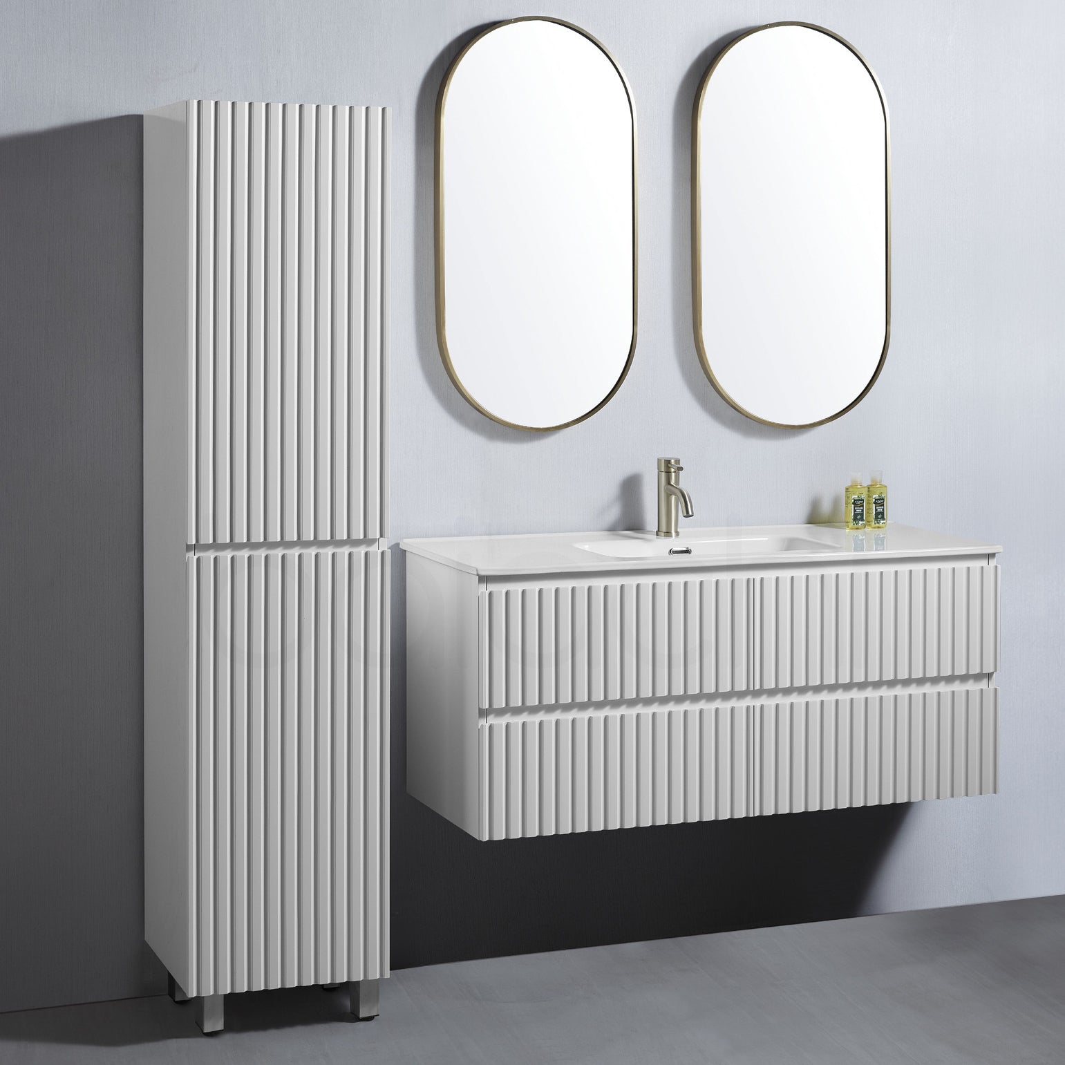 Oslo 1200mm PVC Wall Hung Bathroom Vanity White Stone