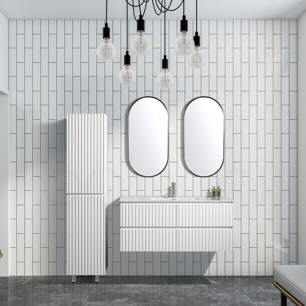Oslo 1200mm PVC Wall Hung Bathroom Vanity White Stone
