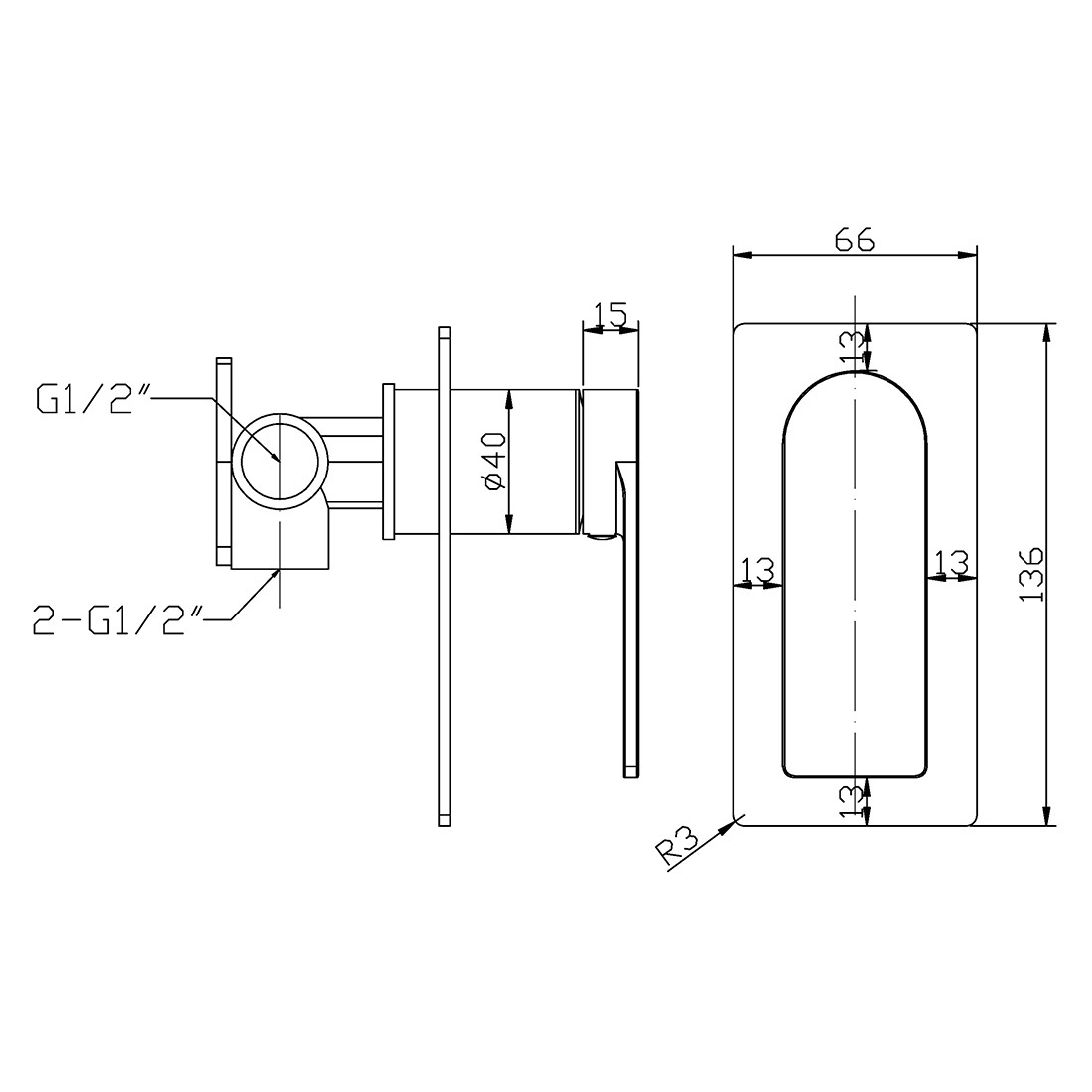 Ruki Wall Mixer Gun Metal