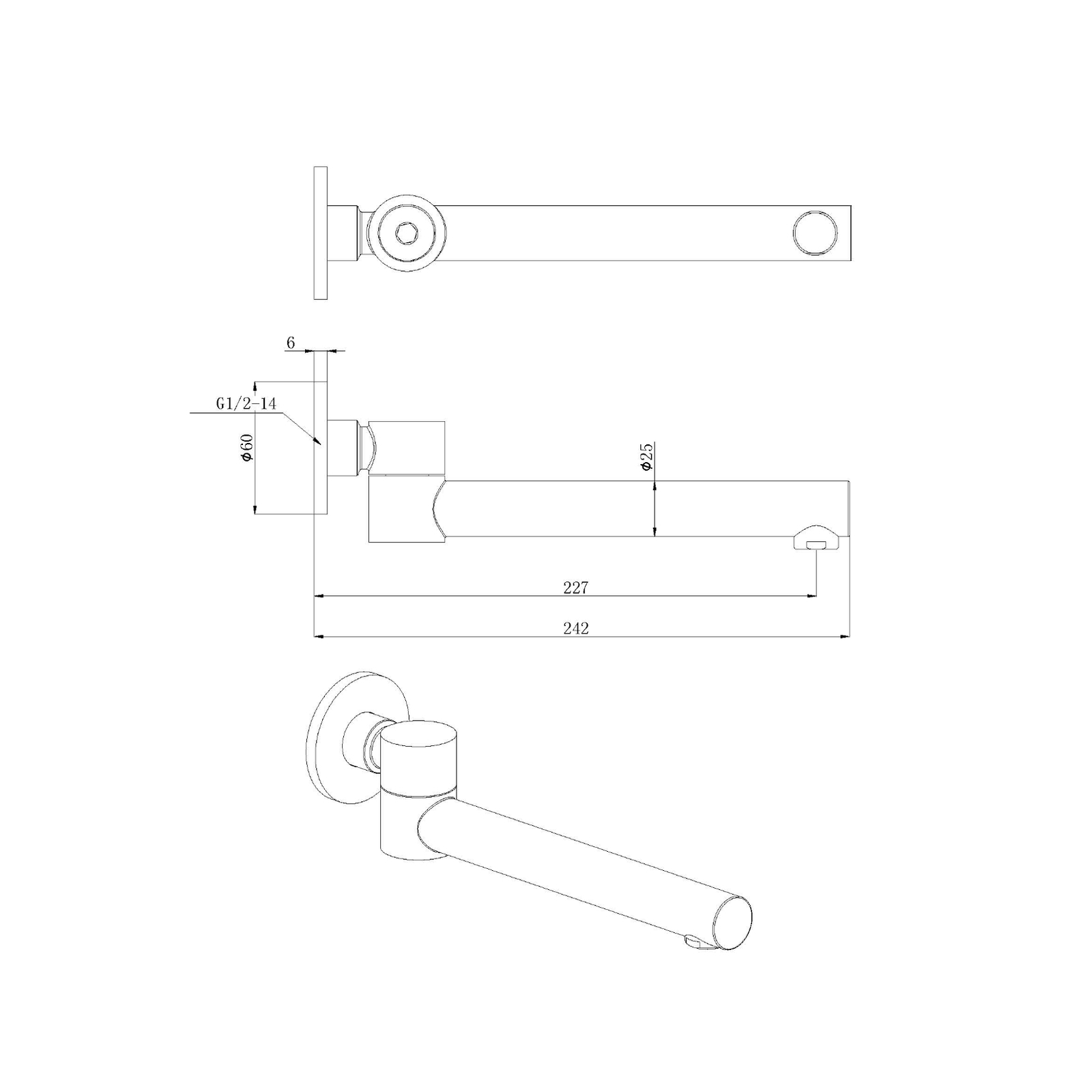 Otus Round Swivel Bath Spout Brushed Nickel