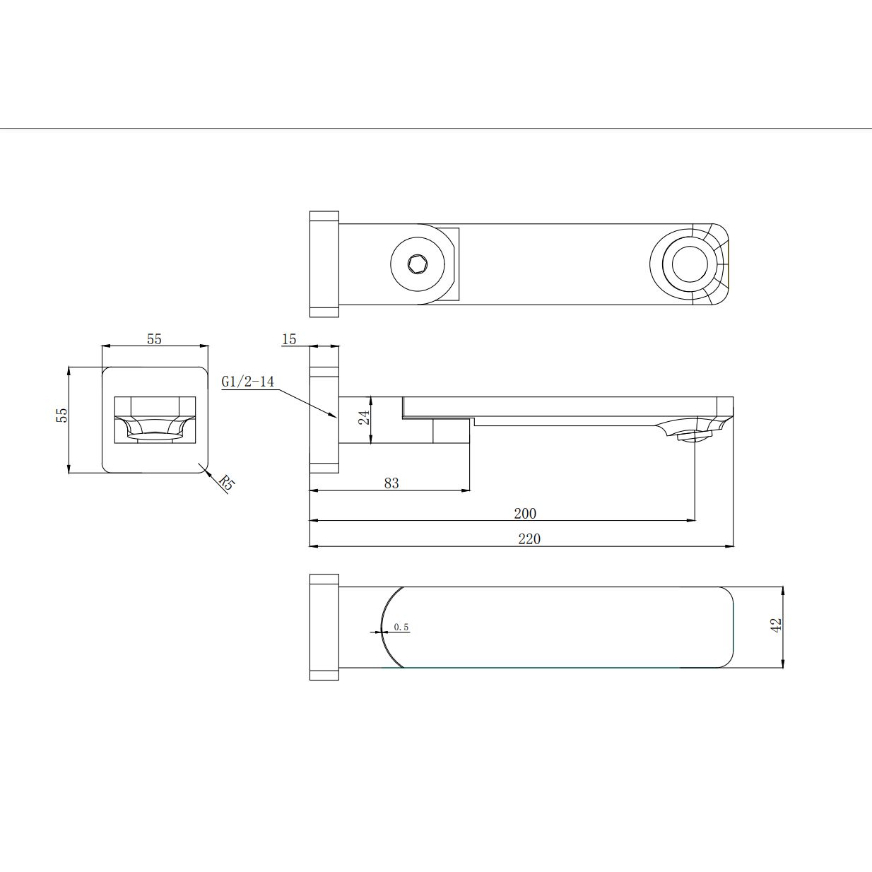 Ruki 220mm Swivel Bath Spout Brushed Nickel
